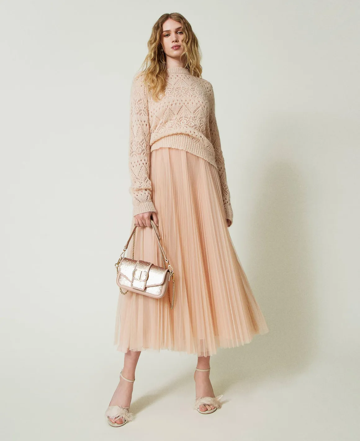 TWINSET Milano Abito Longuette In Tulle Plissé | Vestiti Da Cerimonia | Vestiti Eleganti