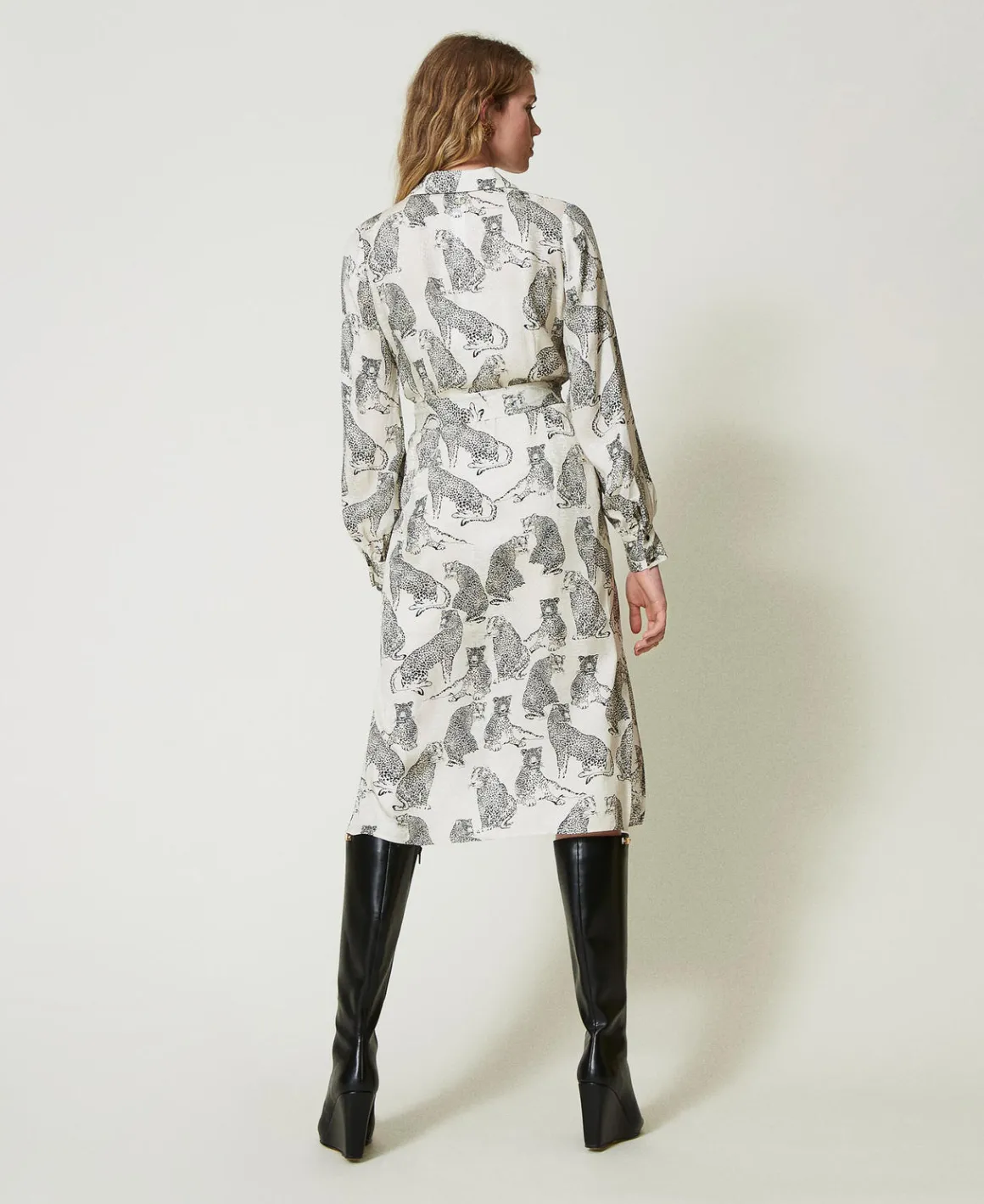 TWINSET Milano Abito Longuette Jacquard Con Stampa Giaguaro | Vestiti Da Cerimonia | Vestiti Longuette