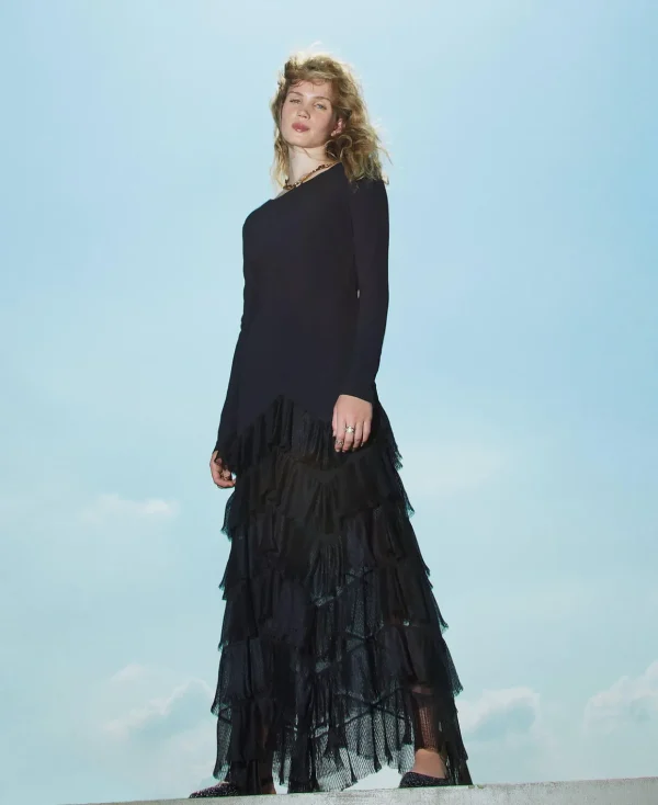 TWINSET Milano Abito Lungo Con Balze Plissé In Tulle | Vestiti Da Cerimonia | Vestiti Eleganti