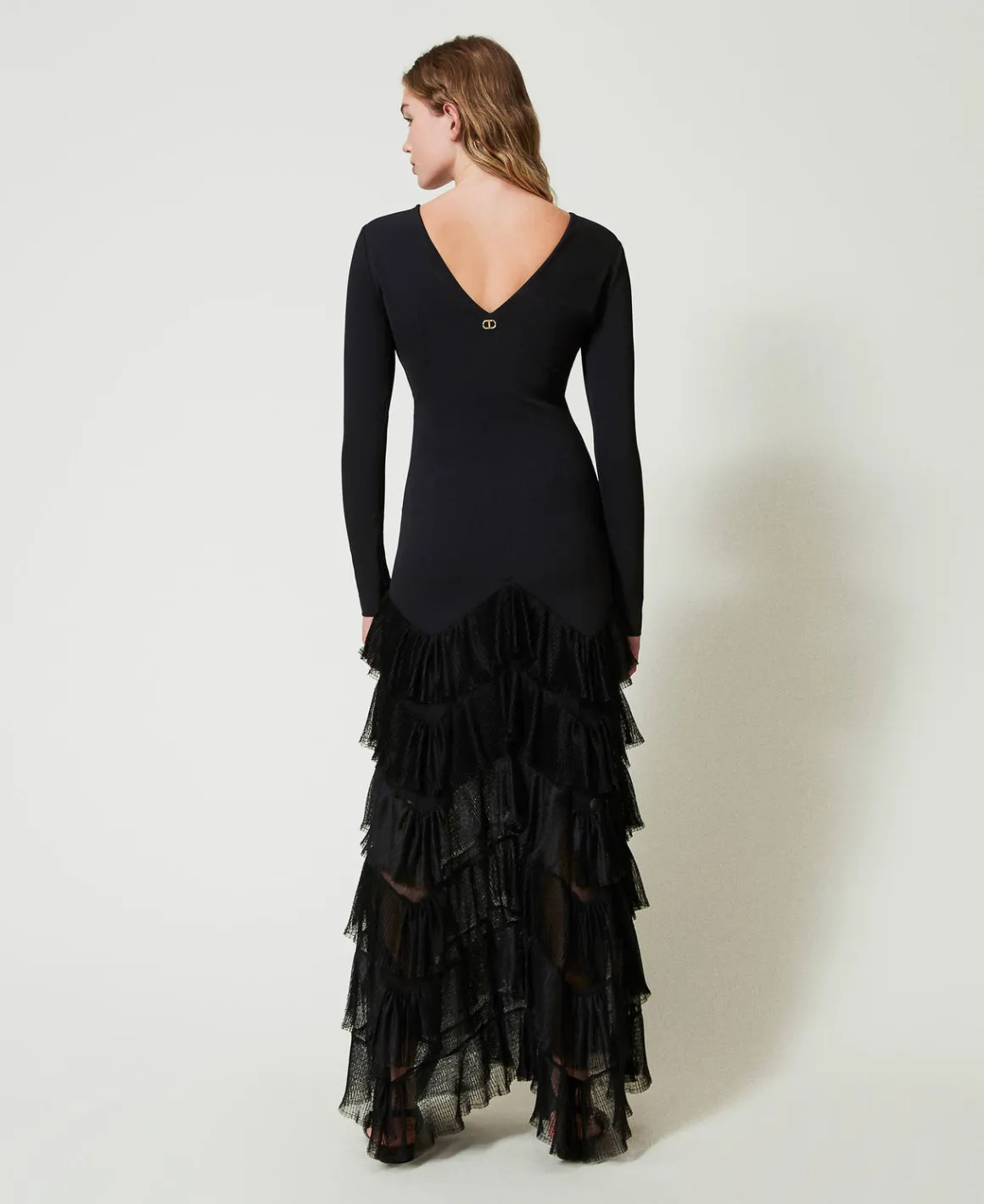 TWINSET Milano Abito Lungo Con Balze Plissé In Tulle | Vestiti Da Cerimonia | Vestiti Eleganti