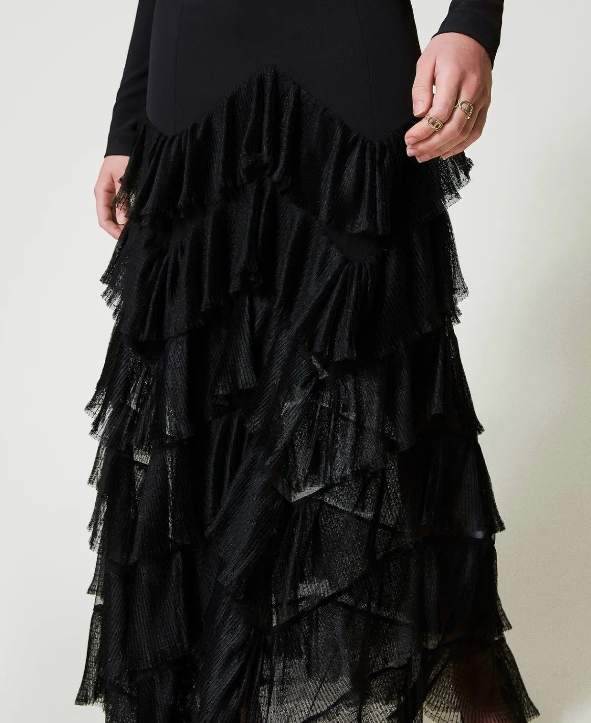 TWINSET Milano Abito Lungo Con Balze Plissé In Tulle | Vestiti Da Cerimonia | Vestiti Eleganti