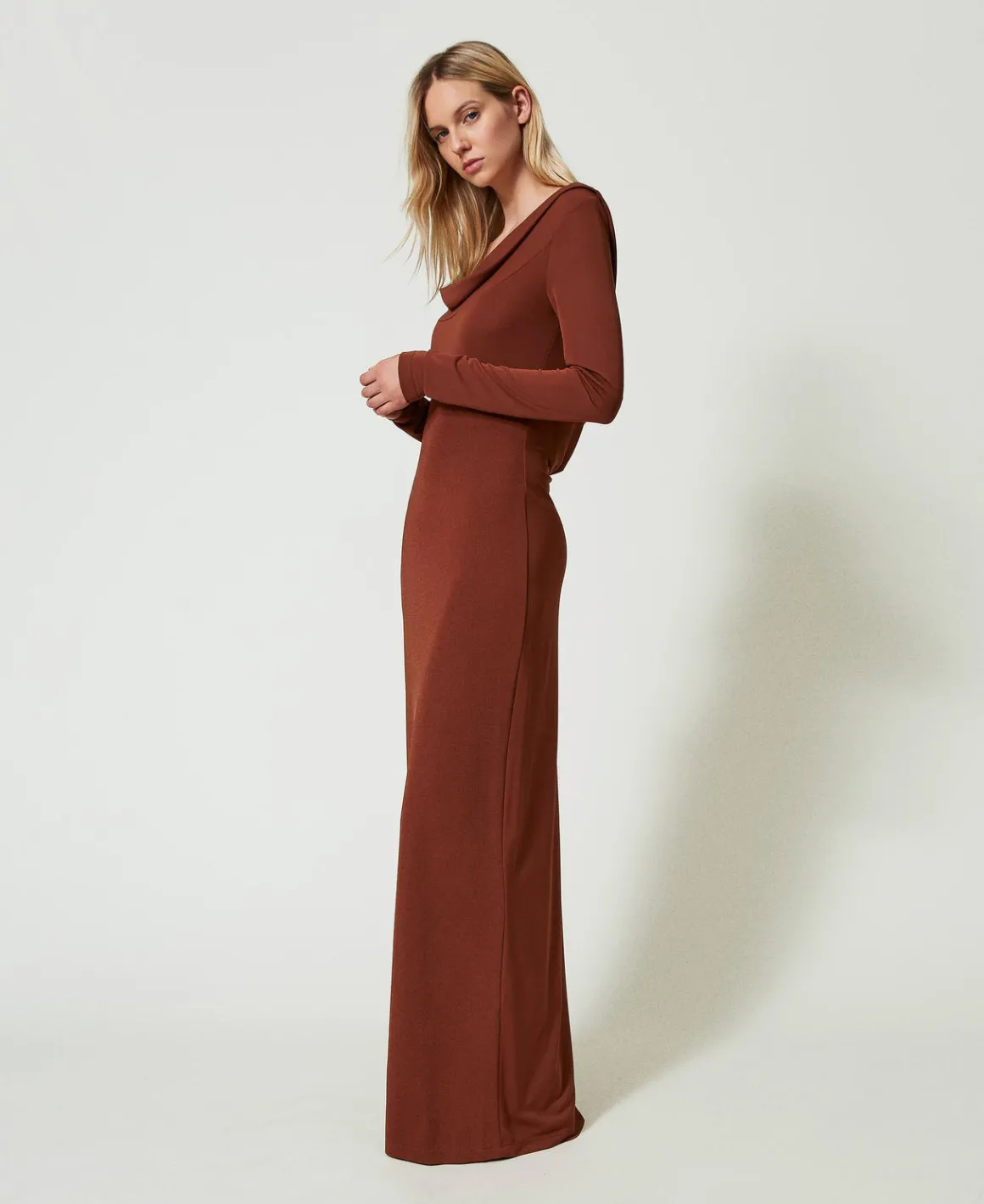TWINSET Milano Abito Lungo Con Collo Drappeggiato | Vestiti Lunghi