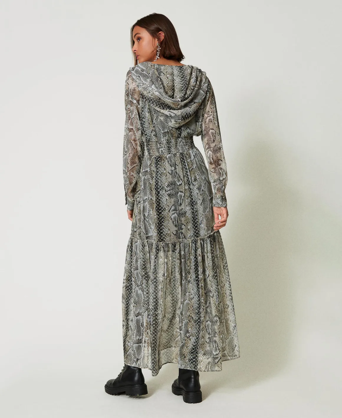 TWINSET Milano Abito Lungo In Creponne Con Stampa Snake | Vestiti Da Cerimonia | Vestiti Lunghi