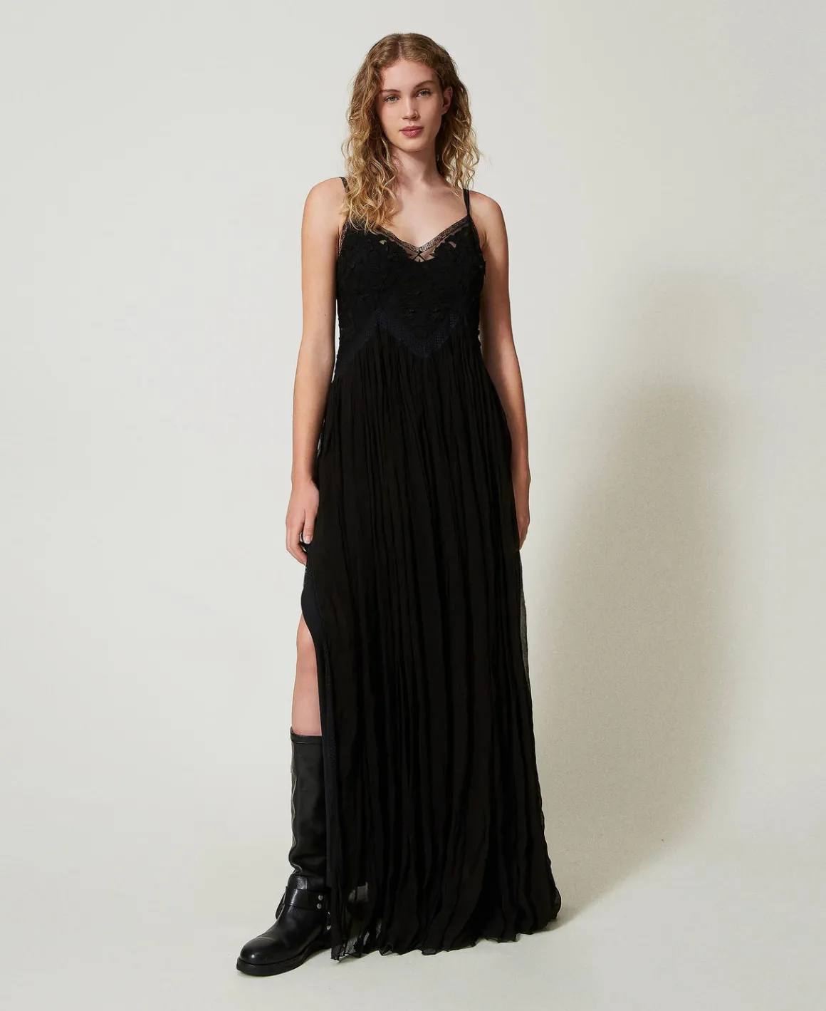 TWINSET Milano Abito Lungo In Creponne E Tulle | Vestiti Da Cerimonia | Vestiti Eleganti