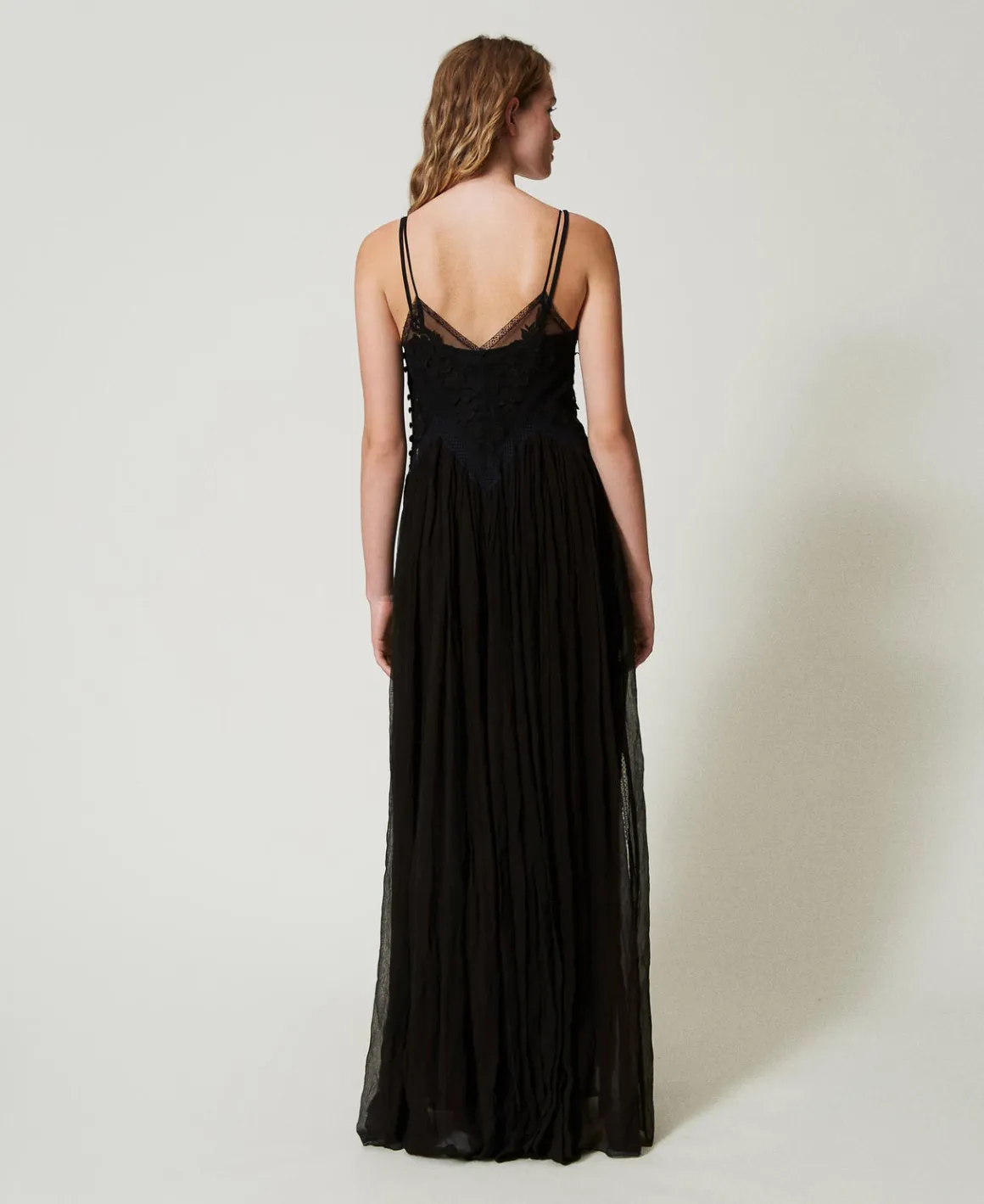 TWINSET Milano Abito Lungo In Creponne E Tulle | Vestiti Da Cerimonia | Vestiti Eleganti