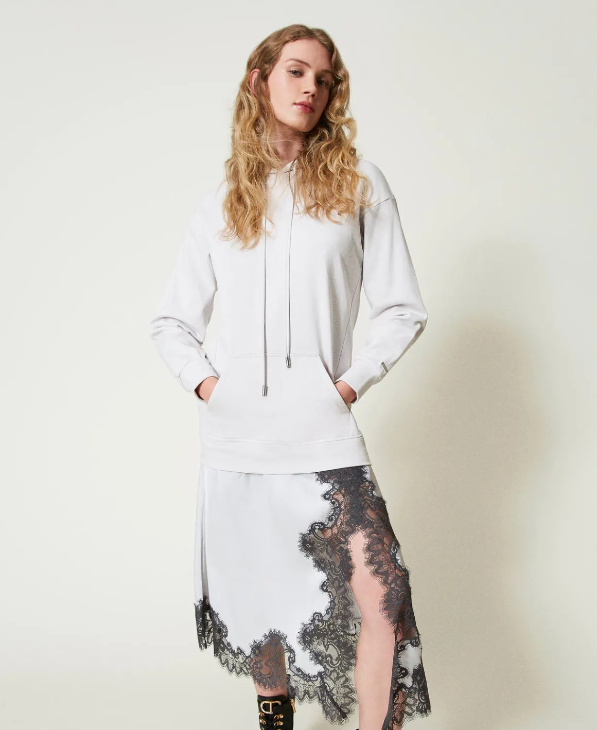 TWINSET Milano Abito Lungo In Felpa E Raso | Vestiti Lunghi