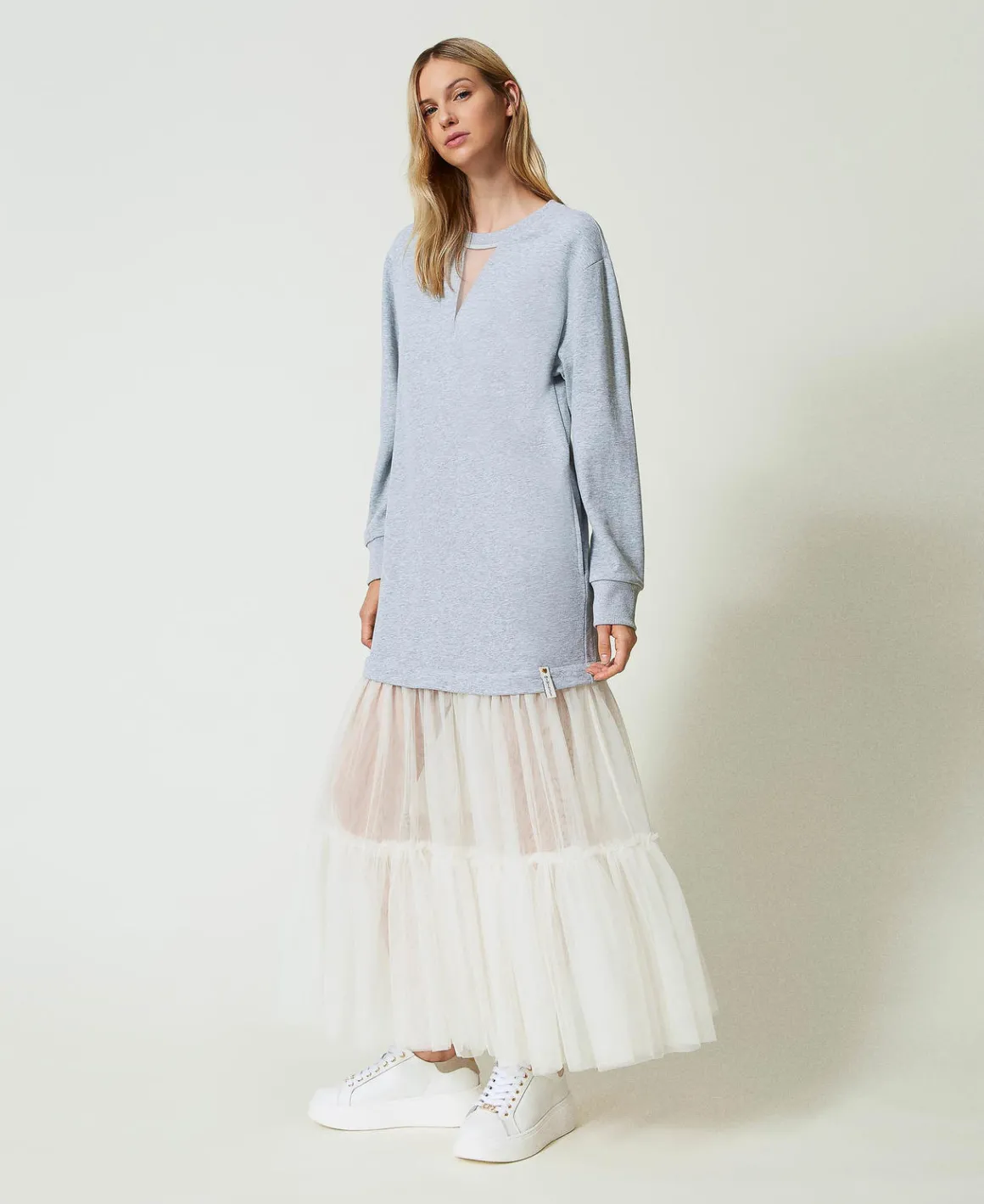 TWINSET Milano Abito Lungo In Felpa E Tulle | Vestiti Lunghi