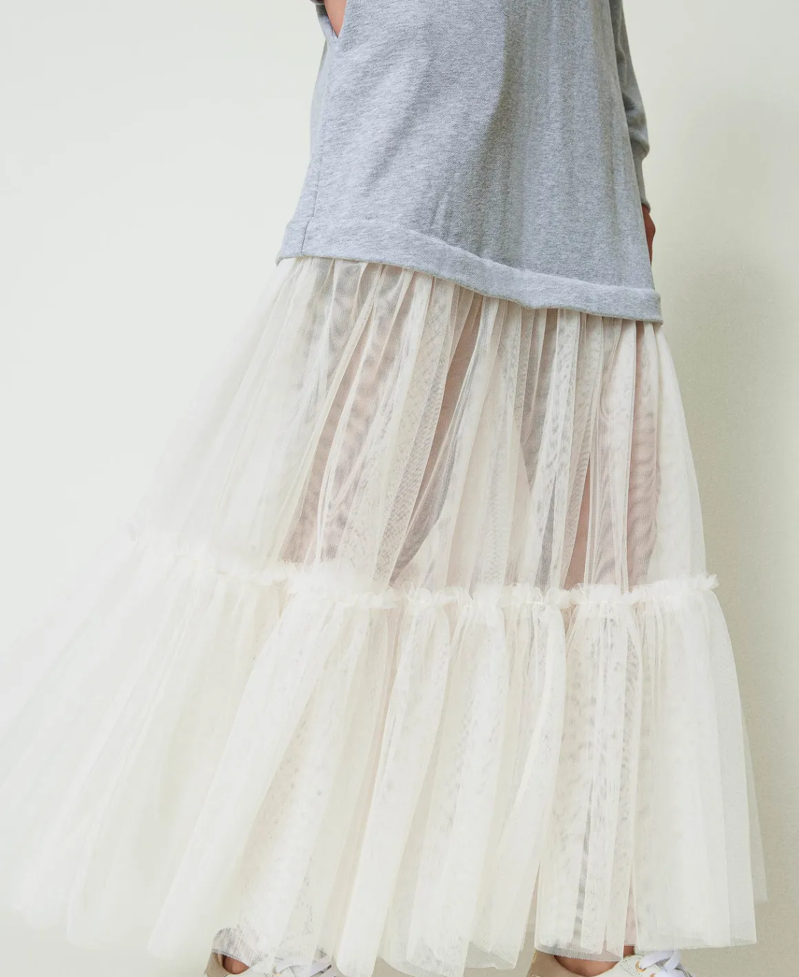 TWINSET Milano Abito Lungo In Felpa E Tulle | Vestiti Lunghi