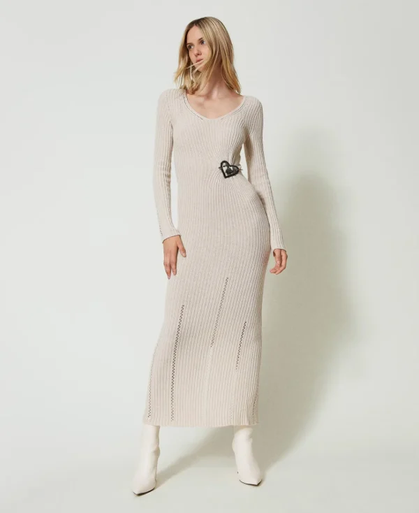 TWINSET Milano Abito Lungo In Filato Treeblend Con Spilla | Vestiti Da Cerimonia | Vestiti Eleganti