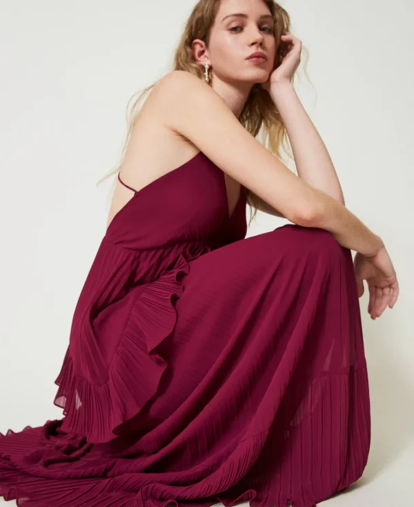 TWINSET Milano Abito Lungo In Georgette Plissé | Vestiti Da Cerimonia | Vestiti Eleganti