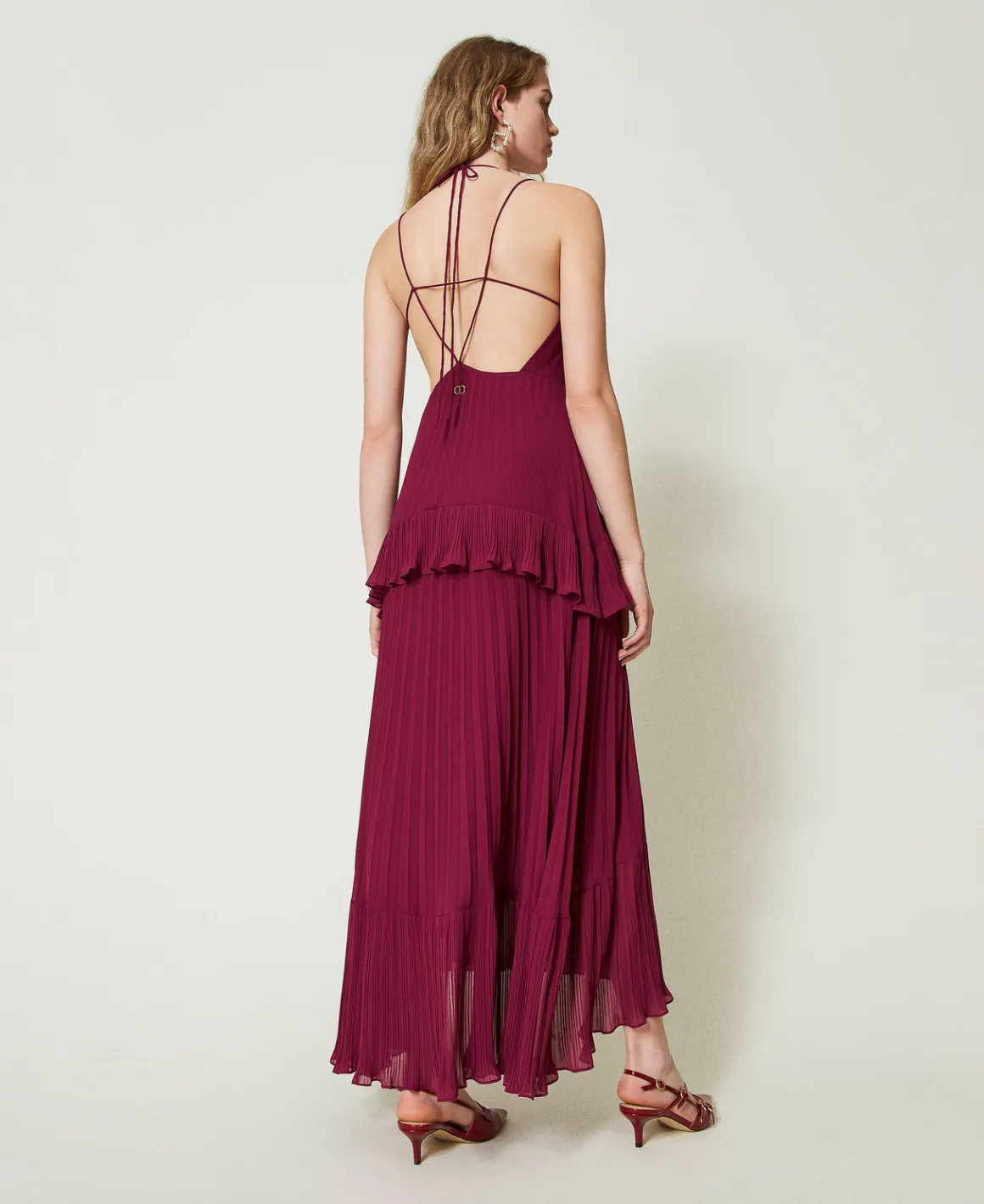 TWINSET Milano Abito Lungo In Georgette Plissé | Vestiti Da Cerimonia | Vestiti Eleganti