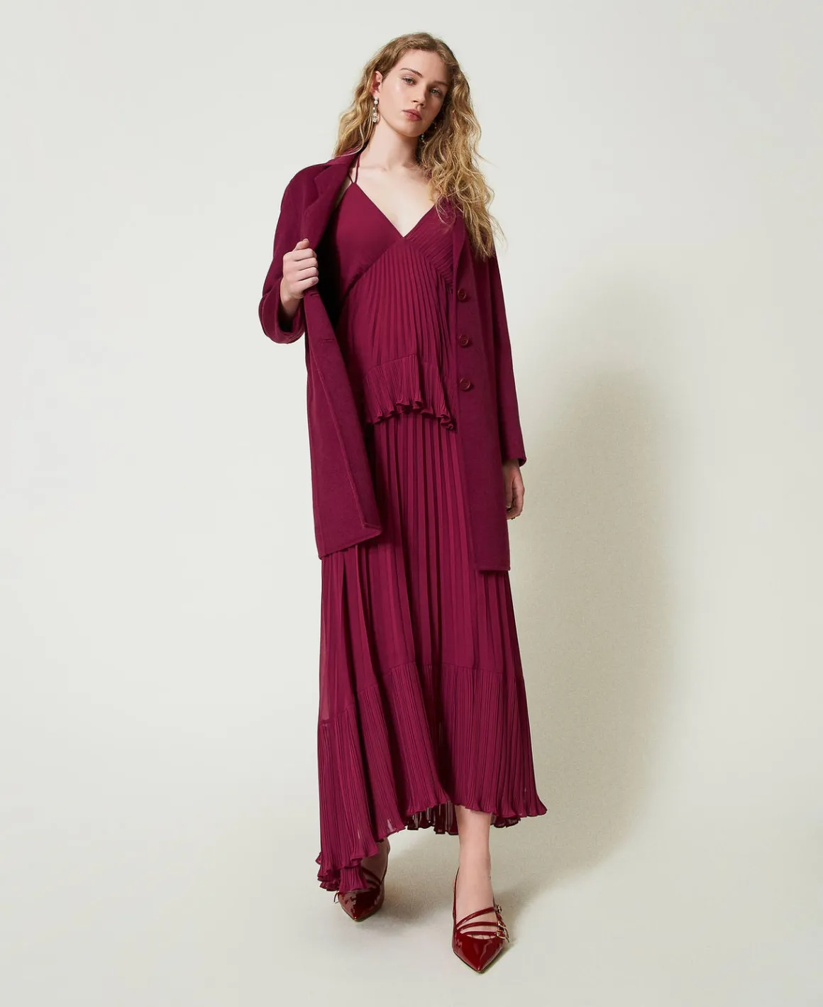 TWINSET Milano Abito Lungo In Georgette Plissé | Vestiti Da Cerimonia | Vestiti Eleganti