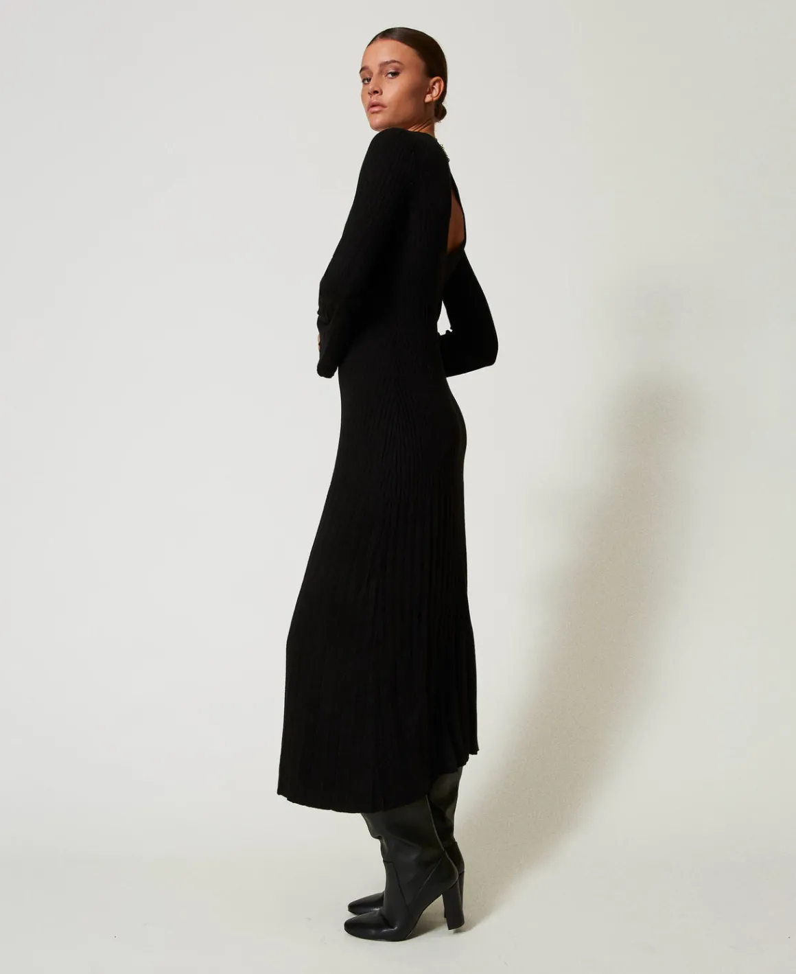 TWINSET Milano Abito Lungo In Maglia A Coste Con Apertura | Vestiti Da Cerimonia | Vestiti Lunghi