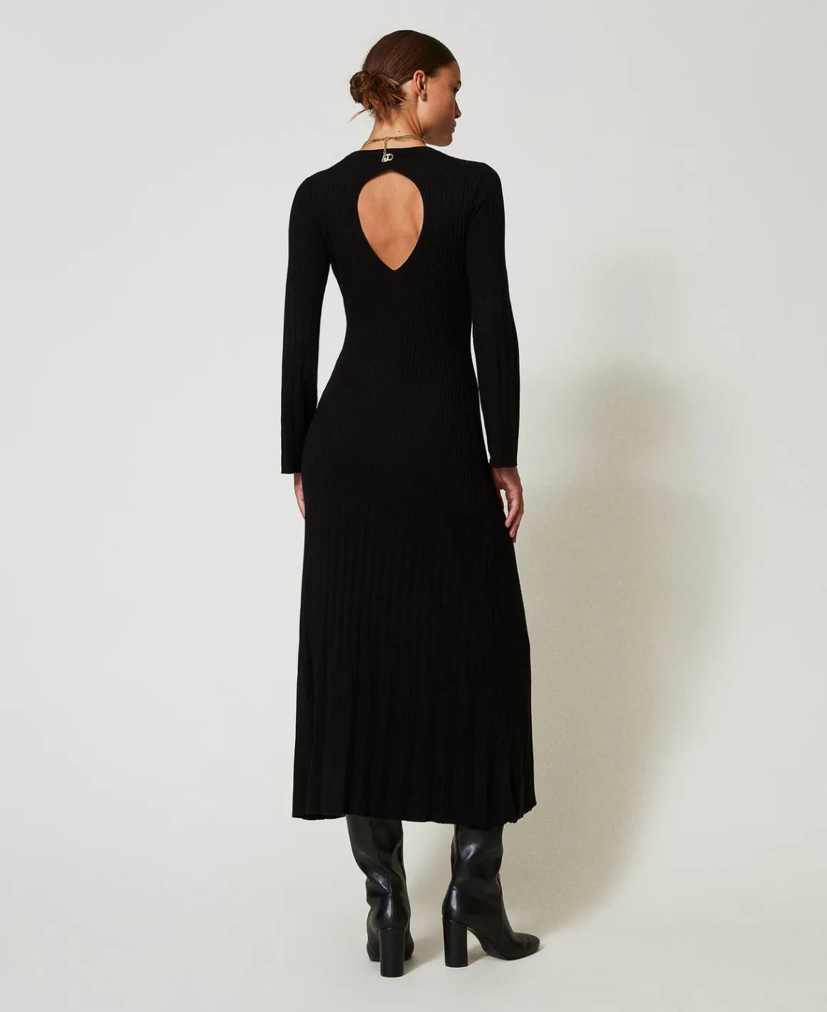 TWINSET Milano Abito Lungo In Maglia A Coste Con Apertura | Vestiti Da Cerimonia | Vestiti Lunghi