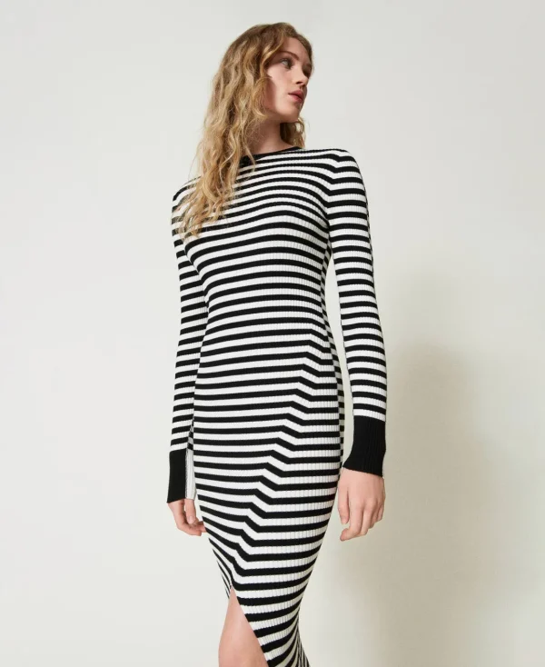 TWINSET Milano Abito Lungo In Maglia A Righe | Vestiti In Maglia | Vestiti Lunghi