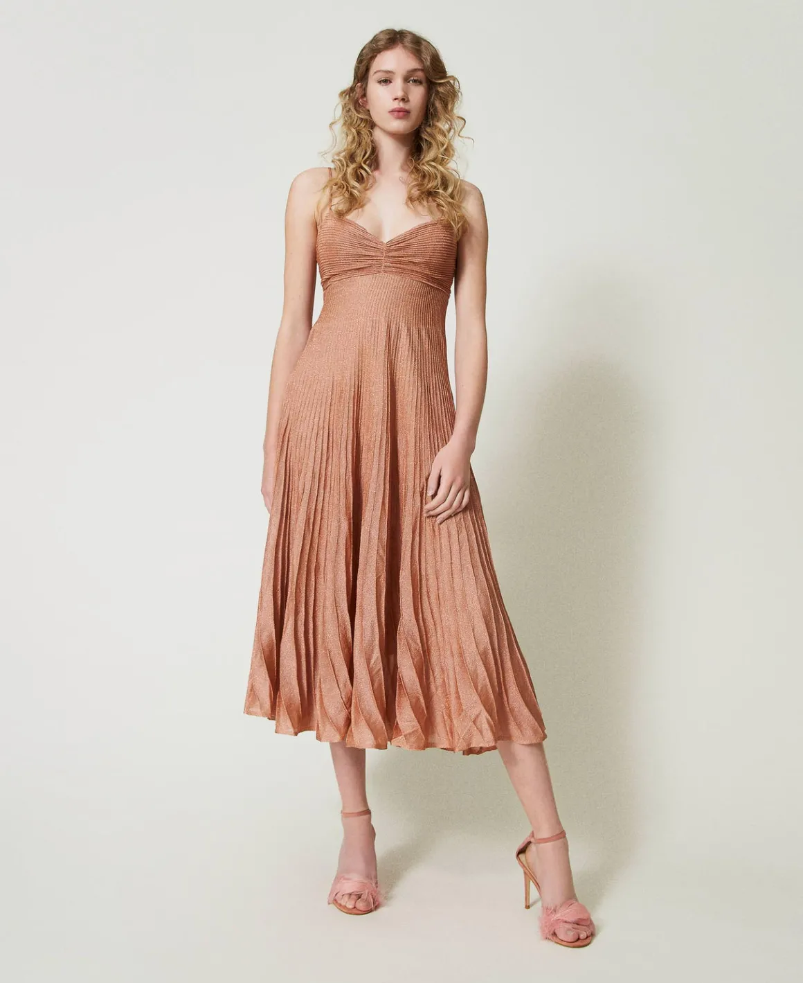 TWINSET Milano Abito Lungo In Maglia Lurex Plissé | Vestiti Da Cerimonia | Vestiti Eleganti
