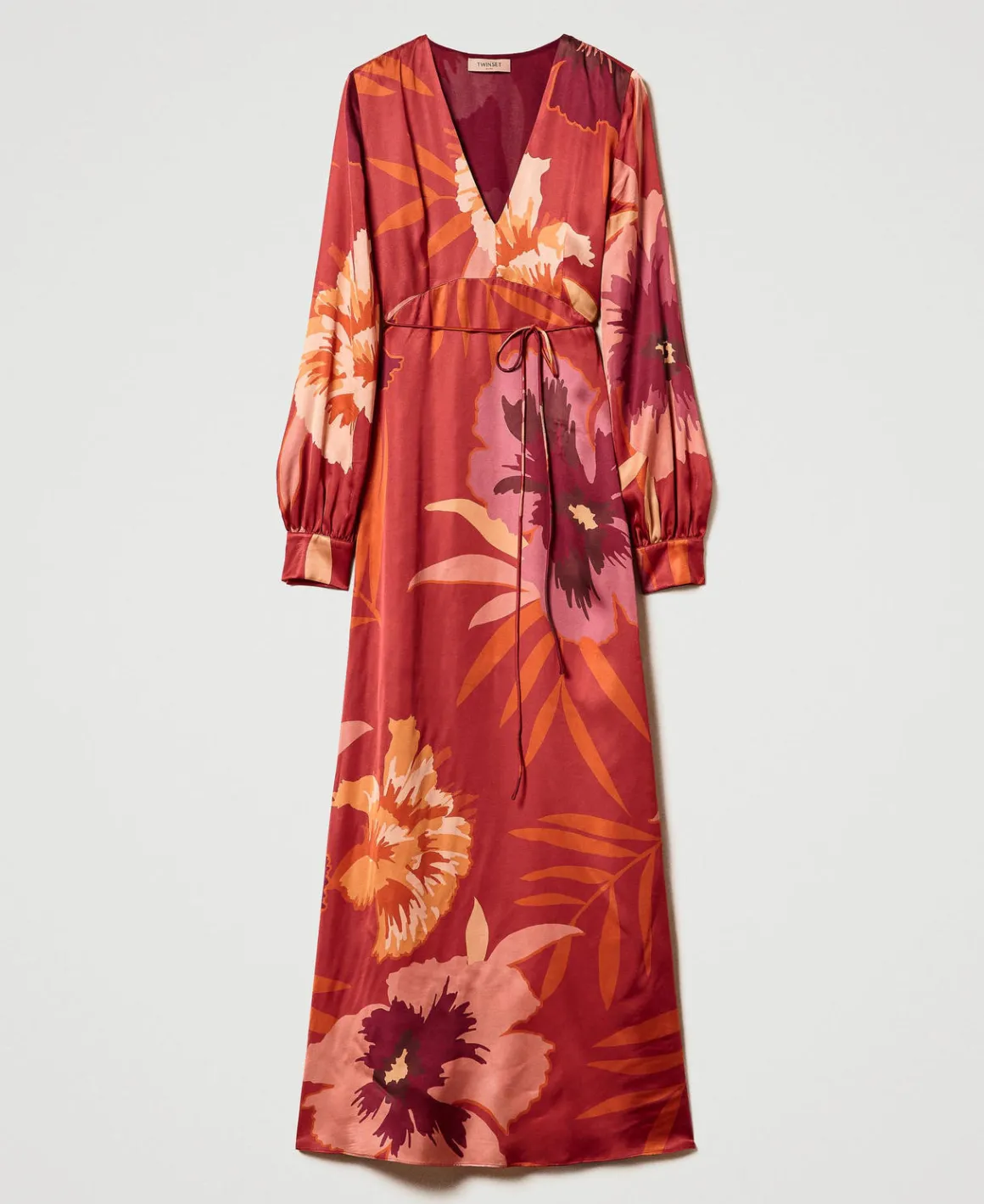 TWINSET Milano Abito Lungo In Raso A Fiori | Vestiti Da Cerimonia | Vestiti Eleganti