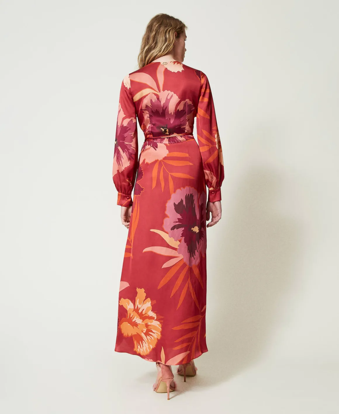 TWINSET Milano Abito Lungo In Raso A Fiori | Vestiti Da Cerimonia | Vestiti Eleganti