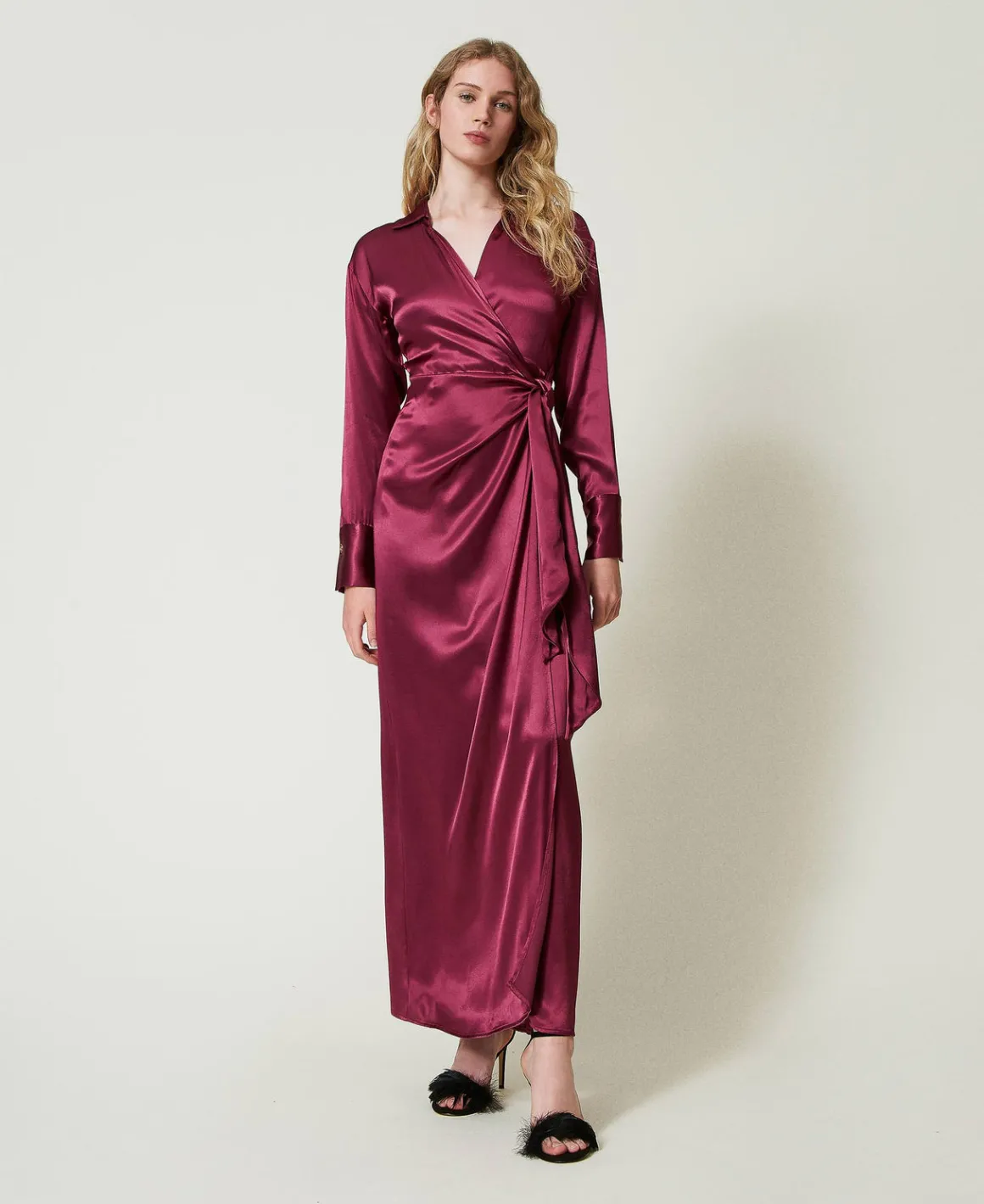 TWINSET Milano Abito Lungo In Raso A Portafoglio | Vestiti Da Cerimonia | Vestiti Eleganti