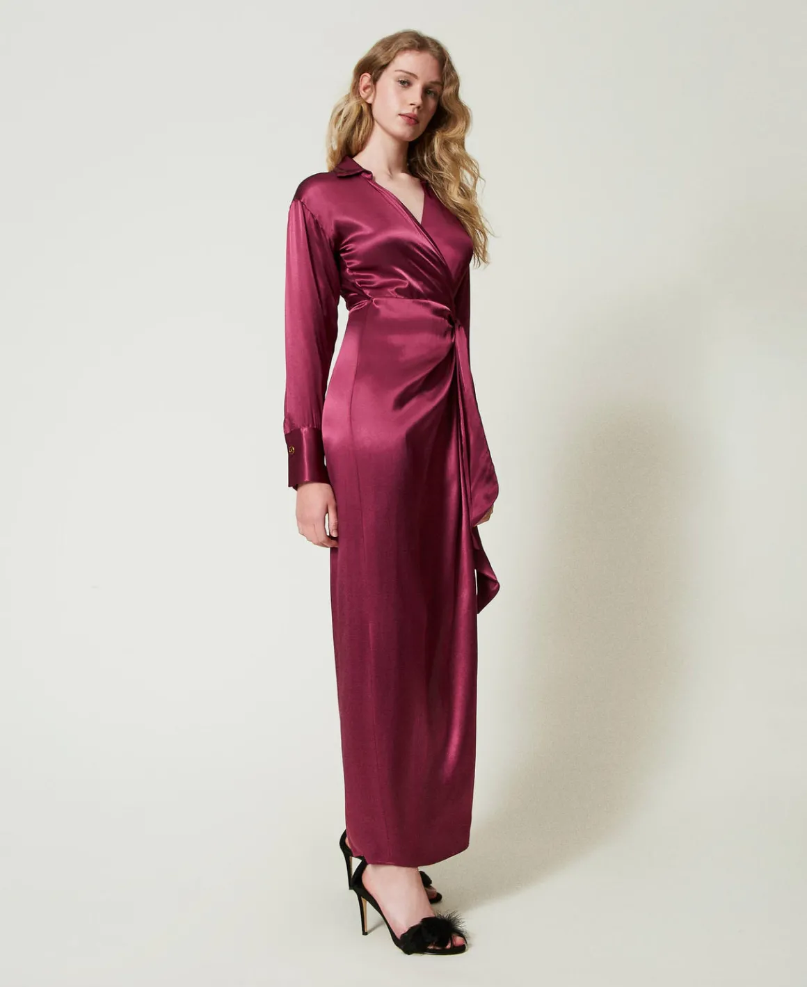 TWINSET Milano Abito Lungo In Raso A Portafoglio | Vestiti Da Cerimonia | Vestiti Eleganti
