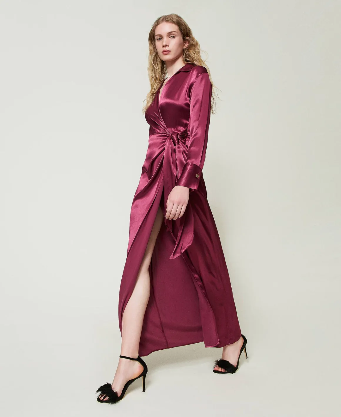 TWINSET Milano Abito Lungo In Raso A Portafoglio | Vestiti Da Cerimonia | Vestiti Eleganti