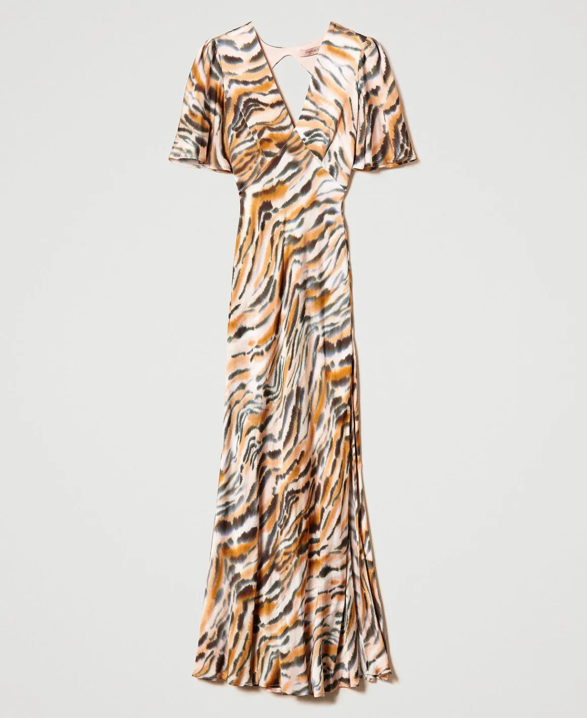 TWINSET Milano Abito Lungo In Raso Animalier | Vestiti Da Cerimonia | Vestiti Lunghi