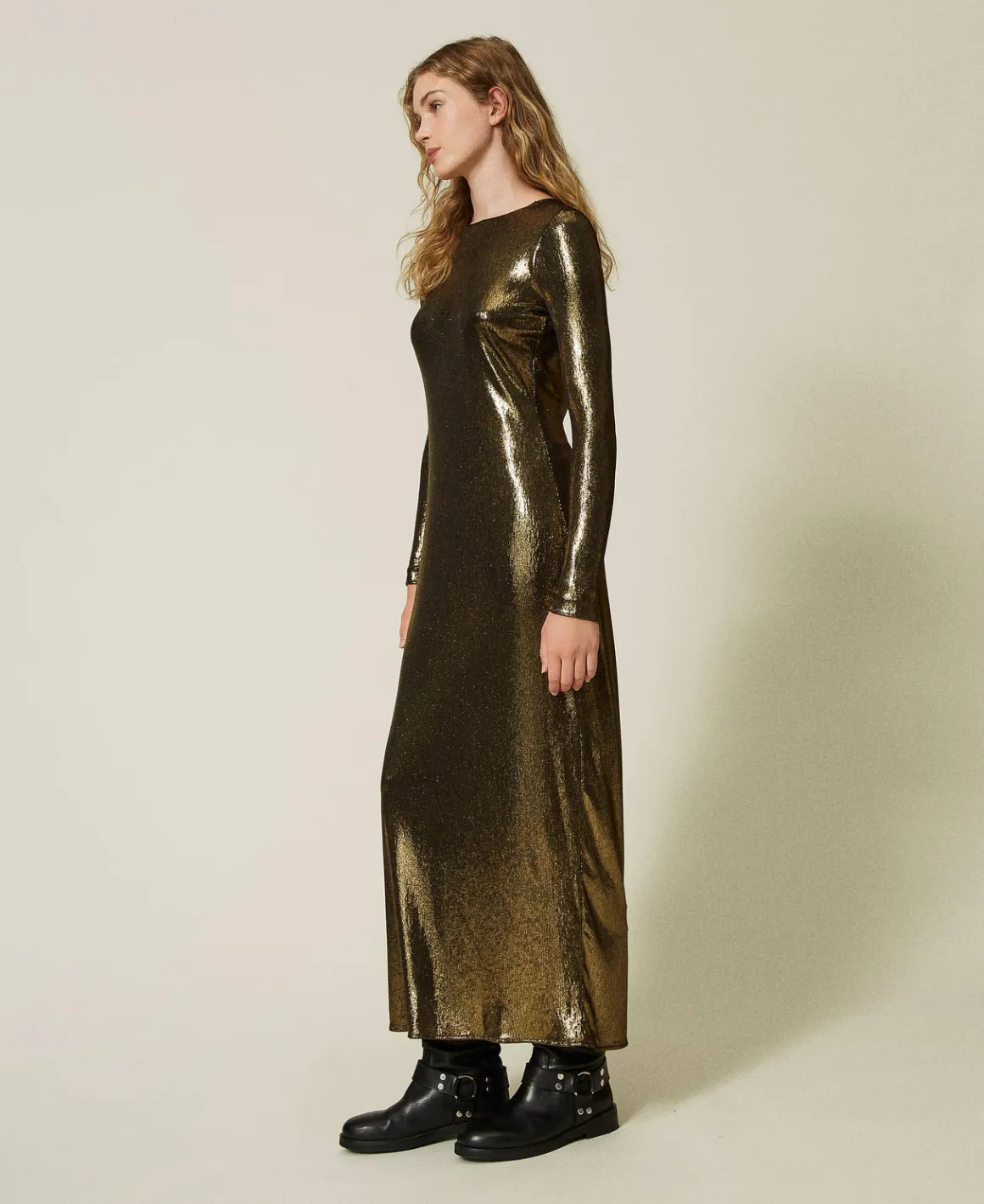 TWINSET Milano Abito Lungo Laminato Con Drappeggio | Vestiti Da Cerimonia