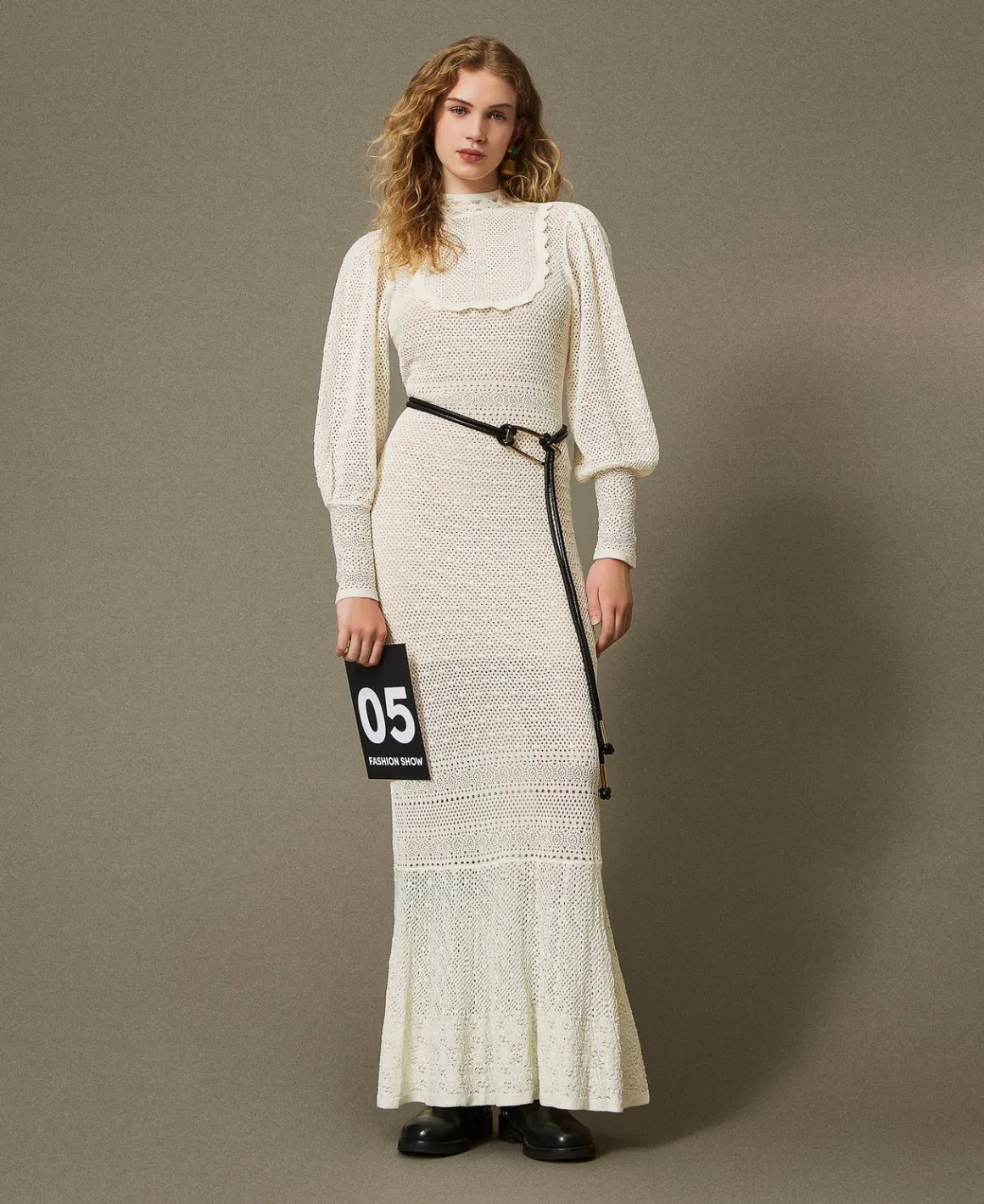 TWINSET Milano Abito Lungo 'Lara' In Maglia Punto Pizzo | Vestiti Da Cerimonia | Vestiti Eleganti