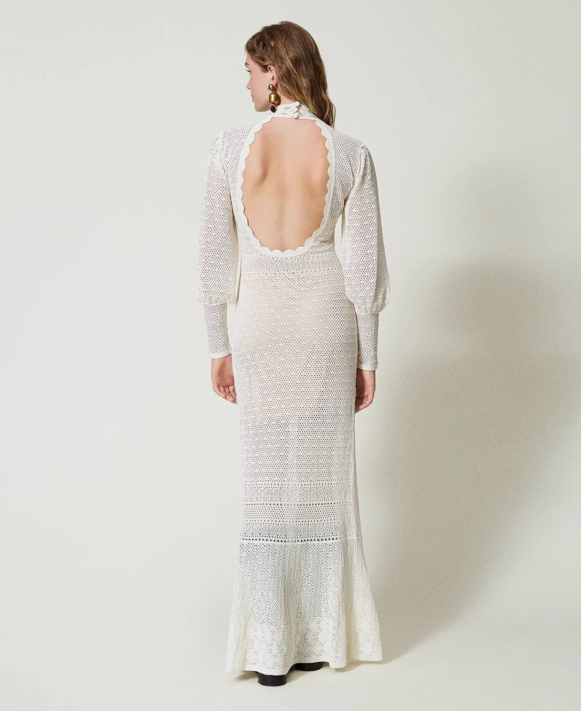 TWINSET Milano Abito Lungo 'Lara' In Maglia Punto Pizzo | Vestiti Da Cerimonia | Vestiti Eleganti