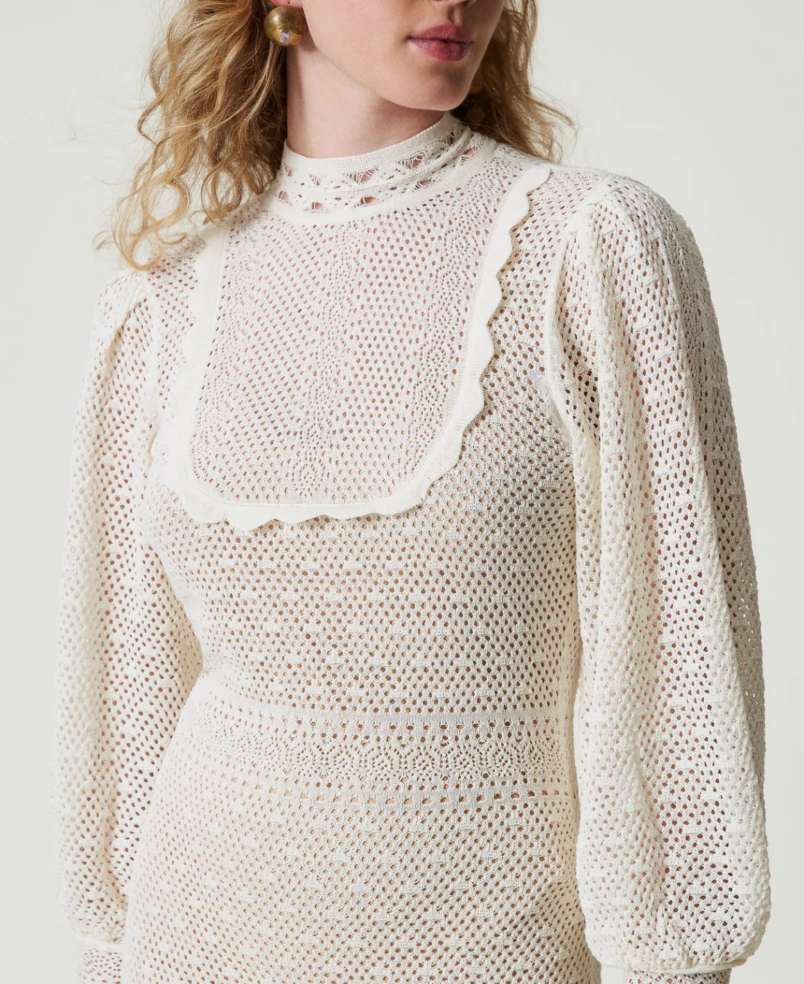 TWINSET Milano Abito Lungo 'Lara' In Maglia Punto Pizzo | Vestiti Da Cerimonia | Vestiti Eleganti