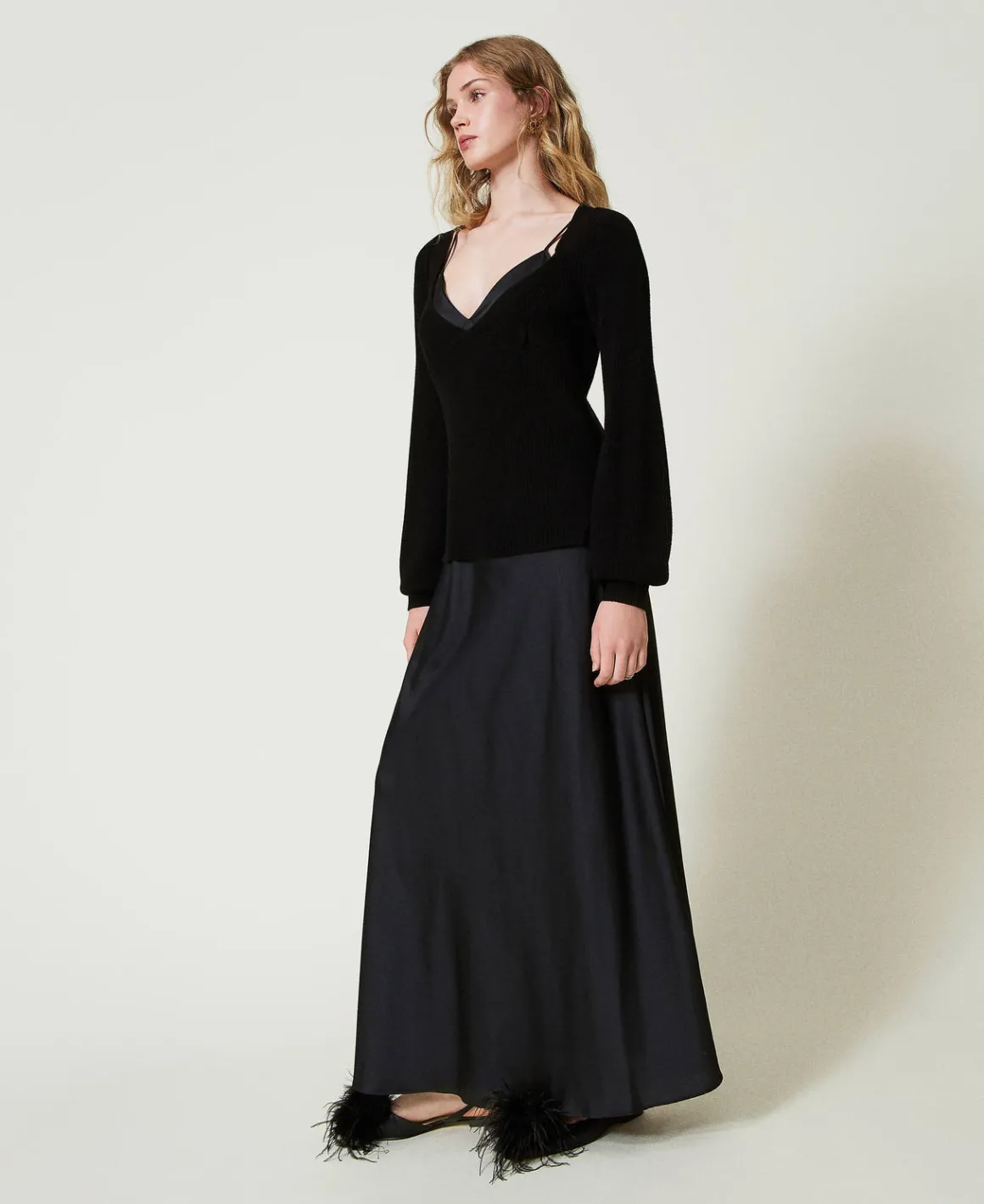 TWINSET Milano Abito Lungo Sottoveste Con Maglia | Vestiti Da Cerimonia | Vestiti Eleganti