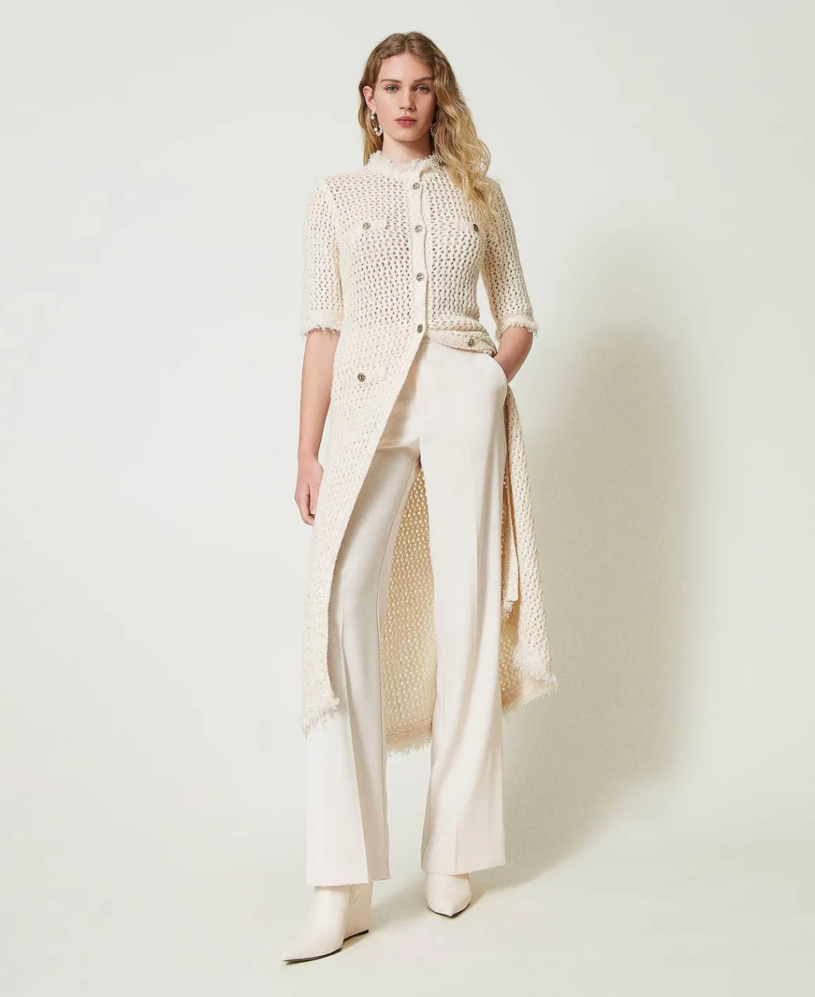 TWINSET Milano Abito-cardigan In Maglia Jacquard A Rete | Maglie E Cardigan | Vestiti Da Cerimonia