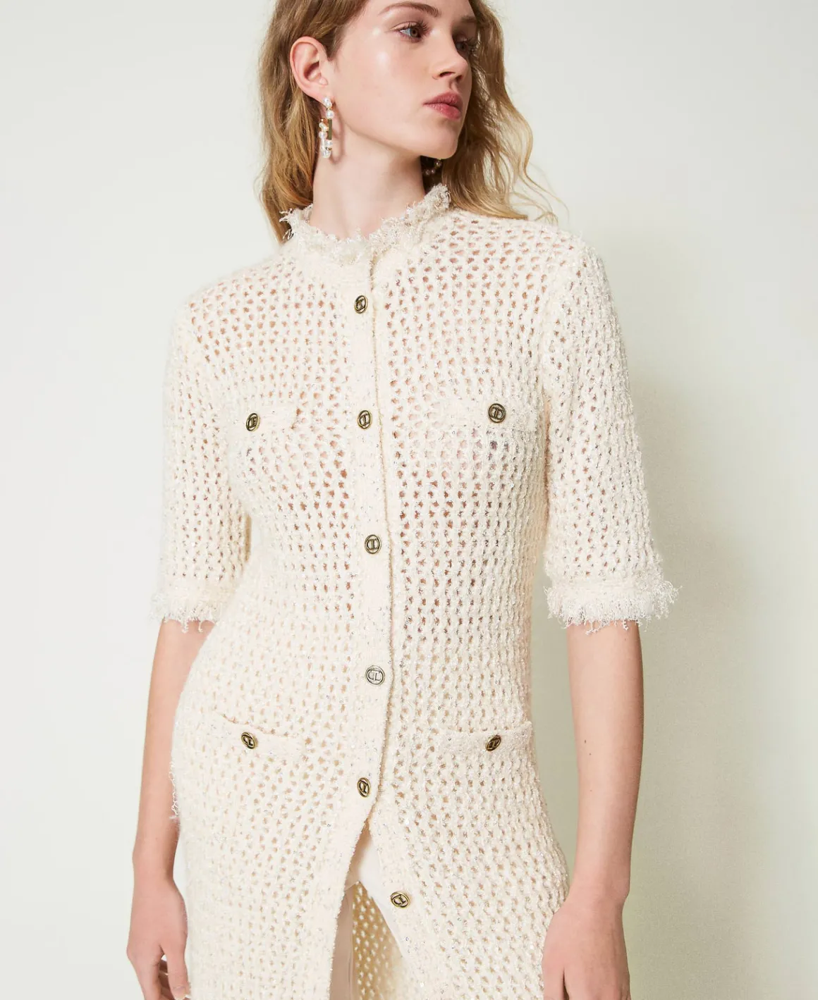 TWINSET Milano Abito-cardigan In Maglia Jacquard A Rete | Maglie E Cardigan | Vestiti Da Cerimonia