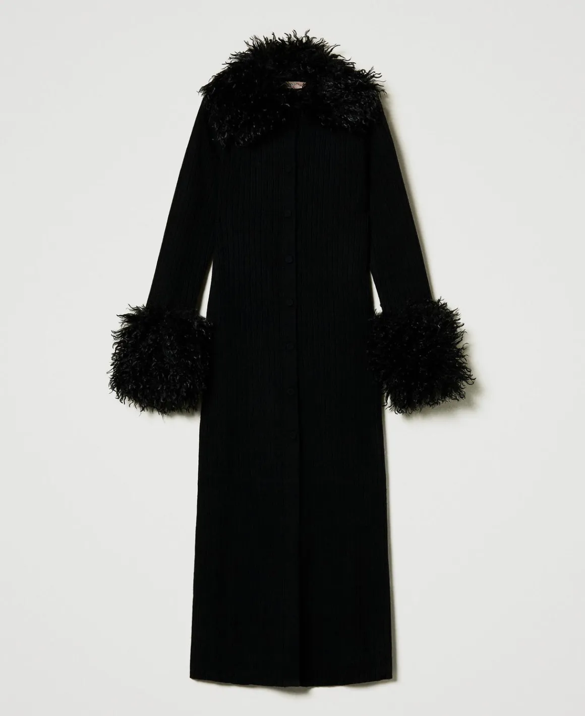 TWINSET Milano Abito-cardigan Lungo In Misto Lana E Faux Fur | Maglie E Cardigan | Vestiti Da Cerimonia