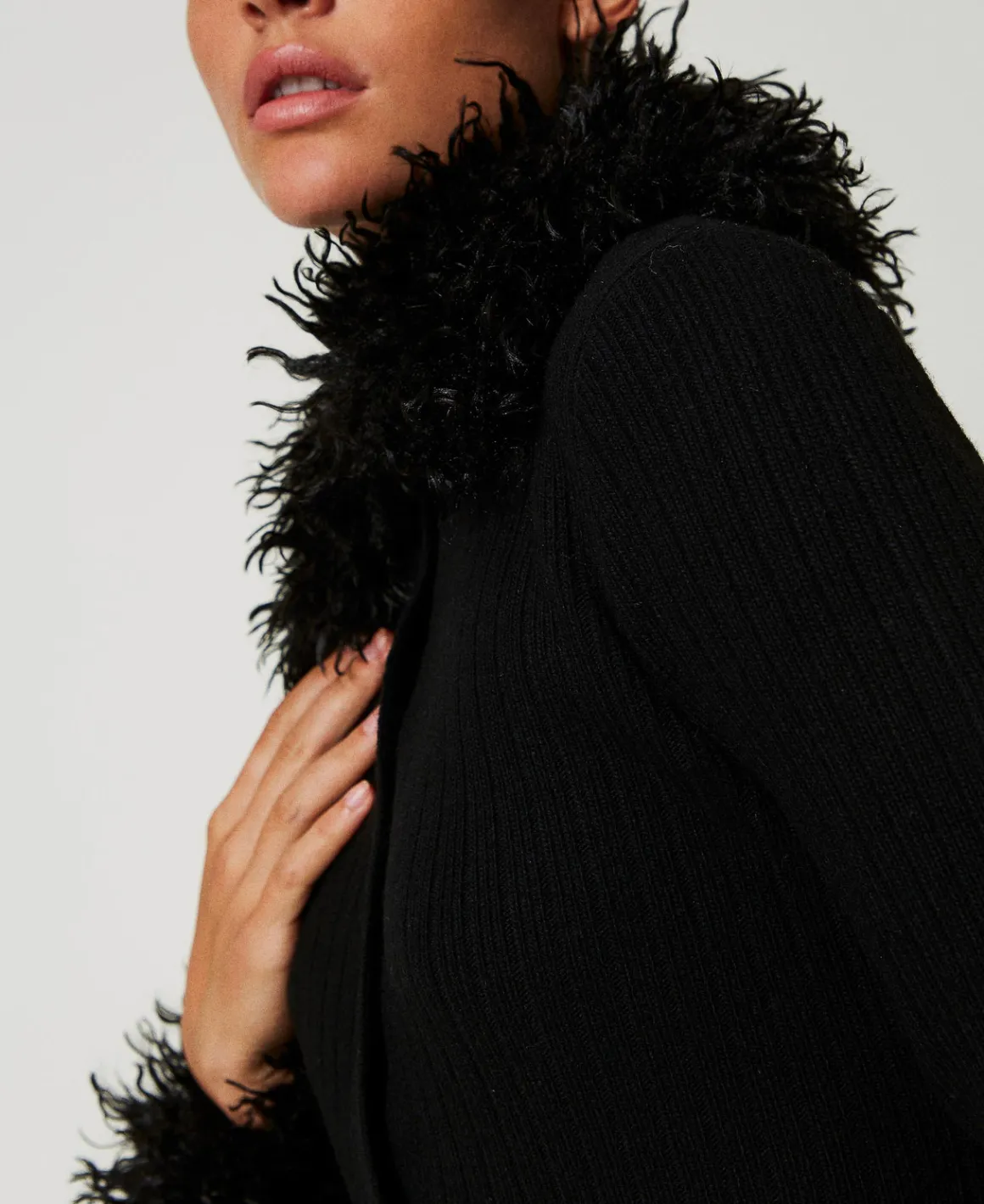 TWINSET Milano Abito-cardigan Lungo In Misto Lana E Faux Fur | Maglie E Cardigan | Vestiti Da Cerimonia