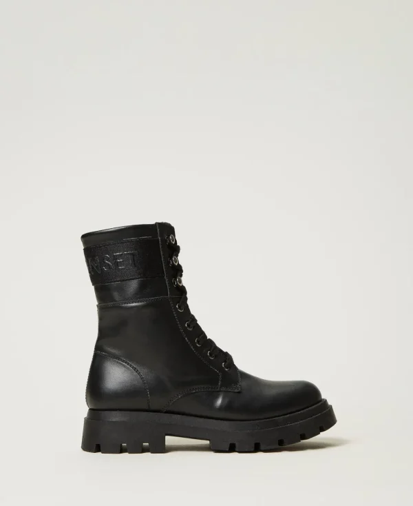 TWINSET Milano Anfibi In Pelle Con Logo | Scarpe