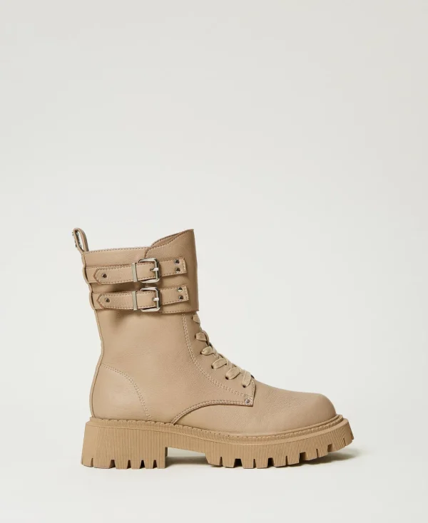TWINSET Milano Anfibi MYFO Con Doppio Cinturino | Scarpe Basse | Anfibi