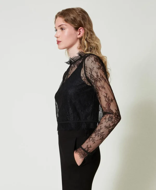 TWINSET Milano Blusa Cropped In Pizzo E Top | Bluse E Camicie