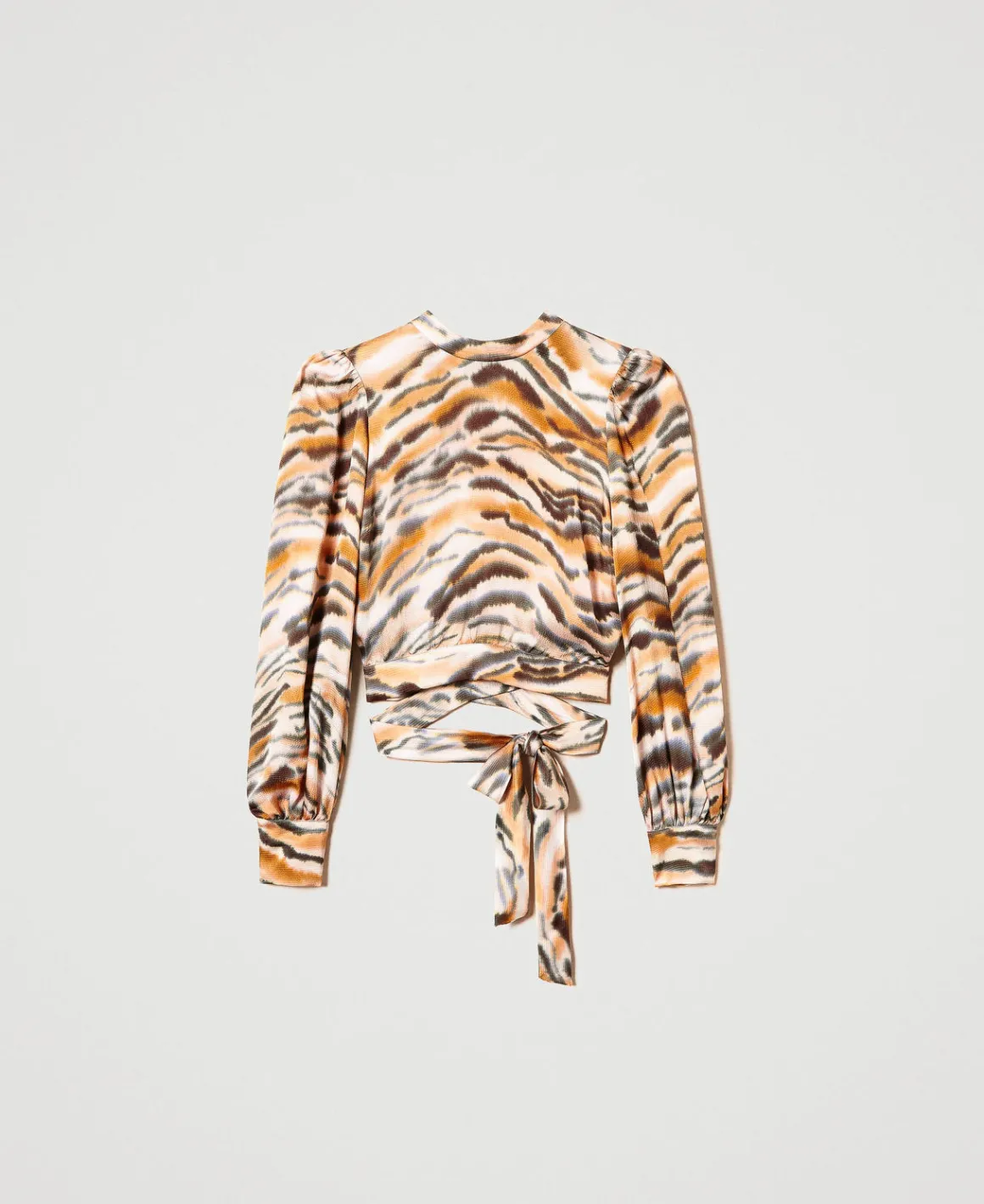 TWINSET Milano Blusa Cropped In Raso Animalier | Bluse E Camicie