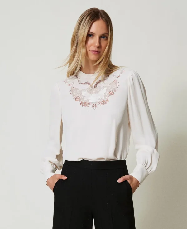 TWINSET Milano Blusa In Crêpe Con Ricamo Floreale | Bluse E Camicie