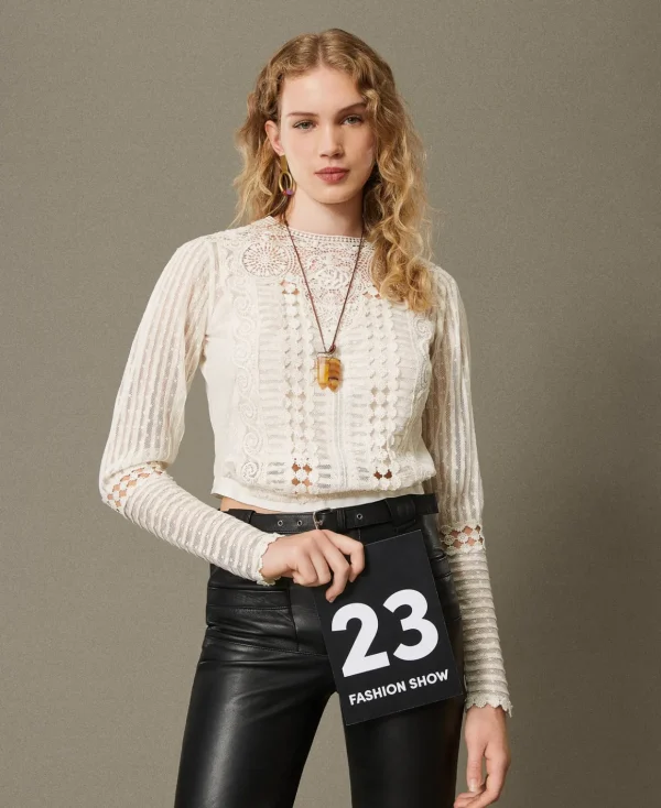 TWINSET Milano Blusa In Mussola Con Pizzo E Ricami | Bluse E Camicie