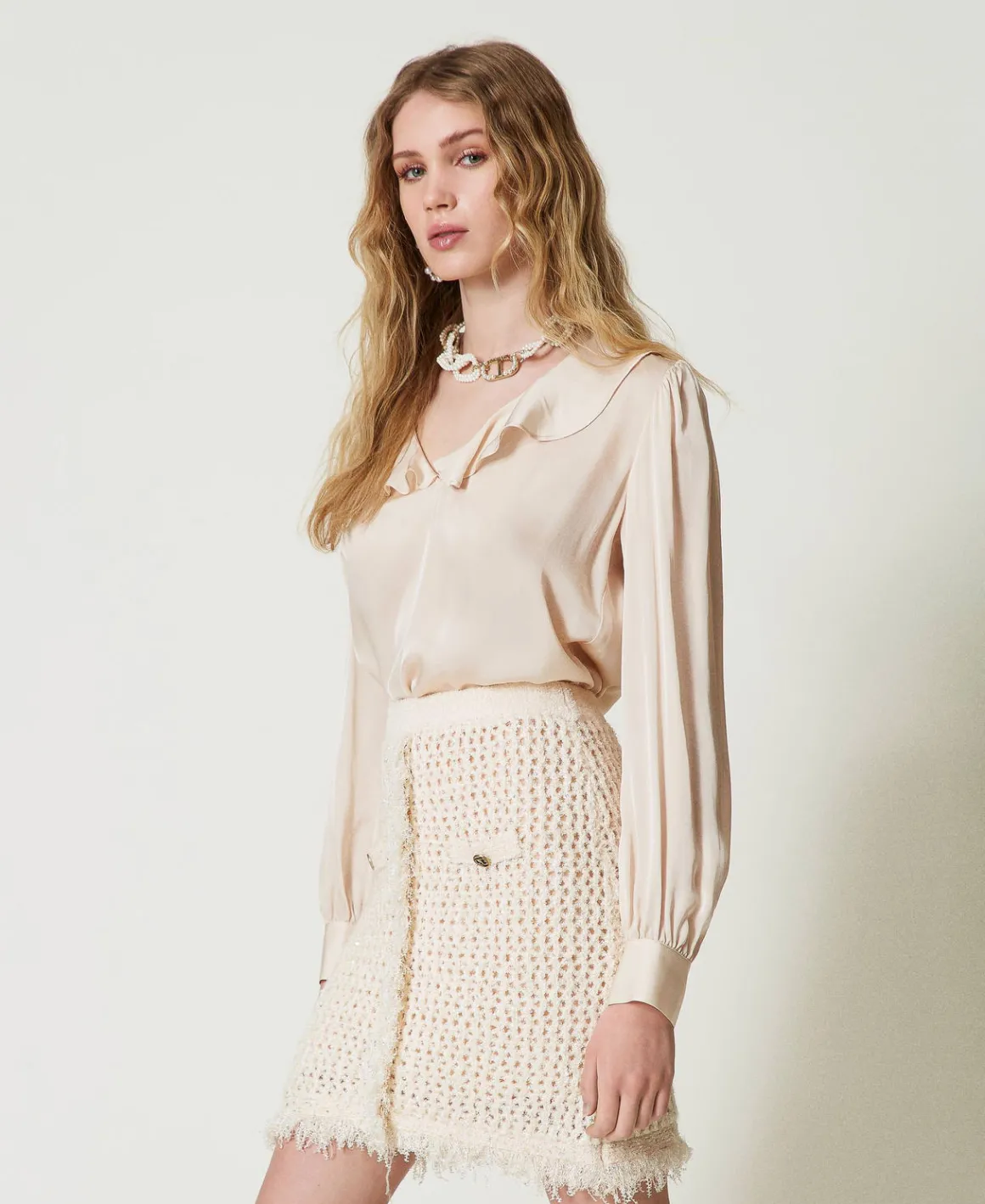 TWINSET Milano Blusa In Raso Con Volant | Bluse E Camicie
