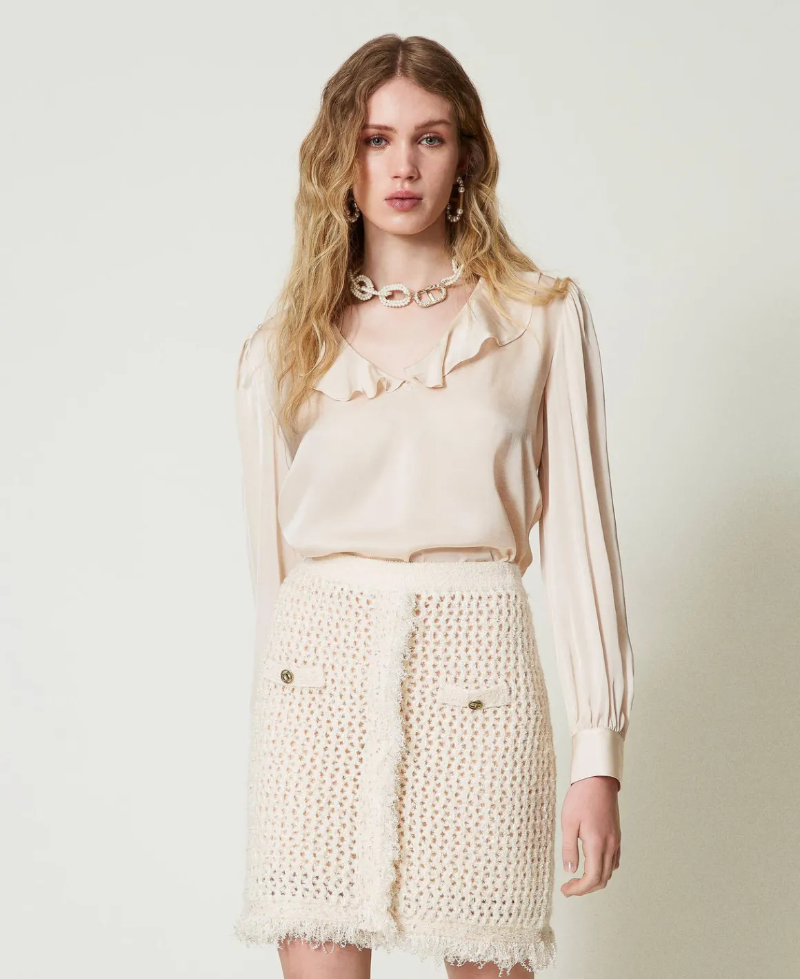 TWINSET Milano Blusa In Raso Con Volant | Bluse E Camicie