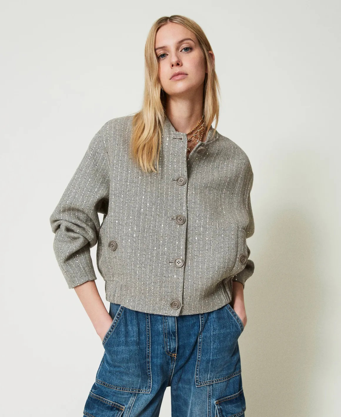 TWINSET Milano Bomber In Panno Double Con Paillettes | Giacche E Piumini