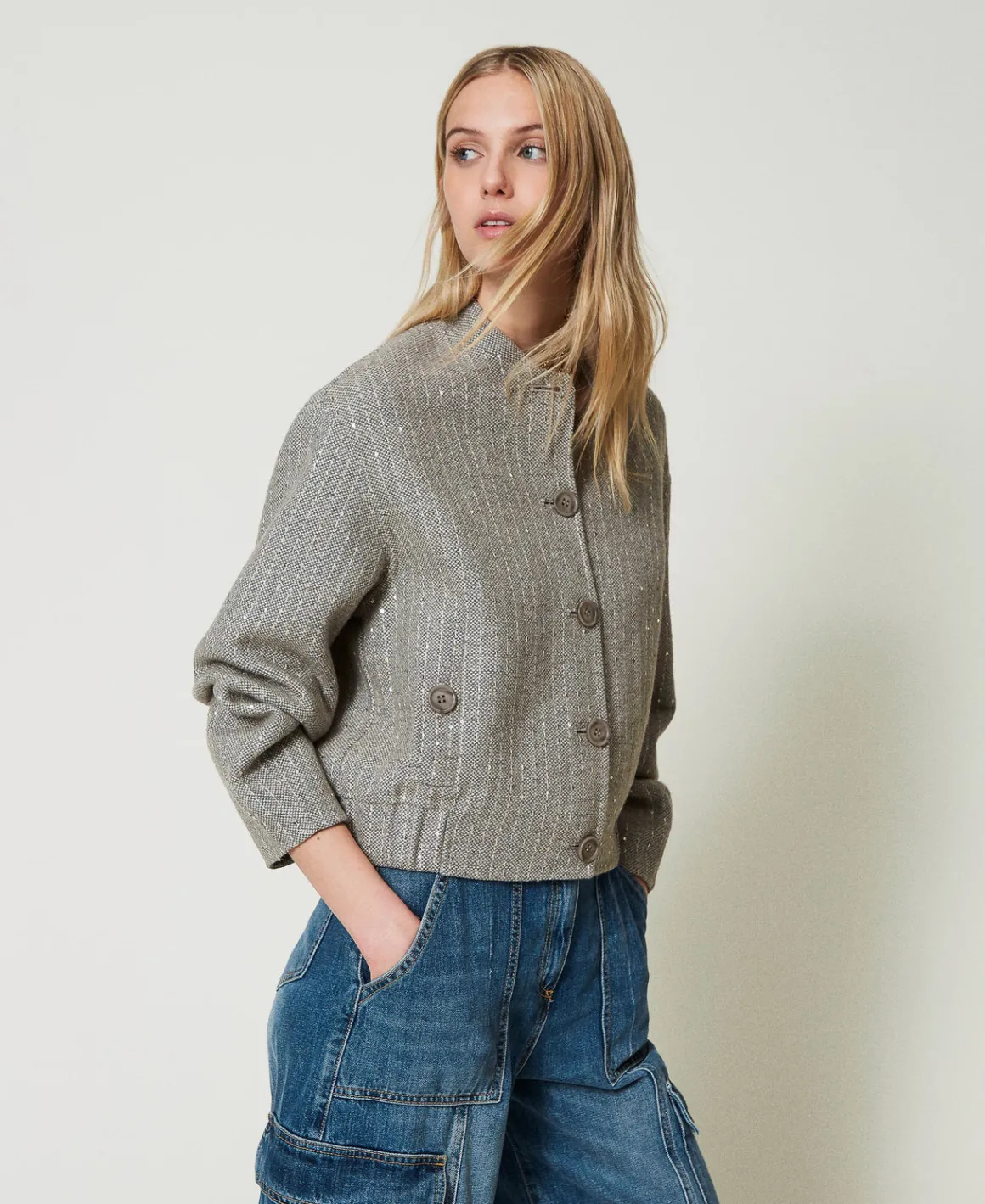 TWINSET Milano Bomber In Panno Double Con Paillettes | Giacche E Piumini