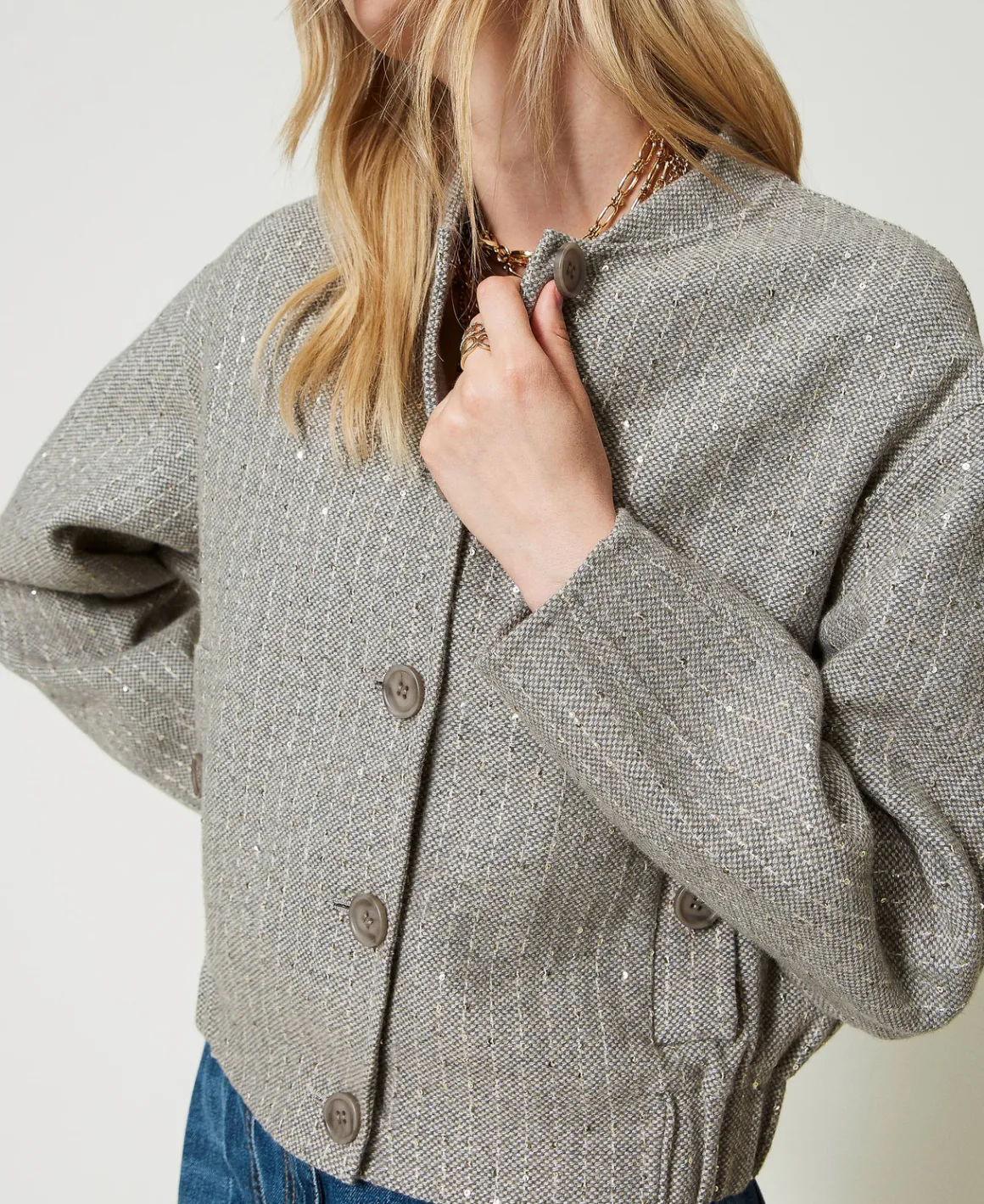TWINSET Milano Bomber In Panno Double Con Paillettes | Giacche E Piumini