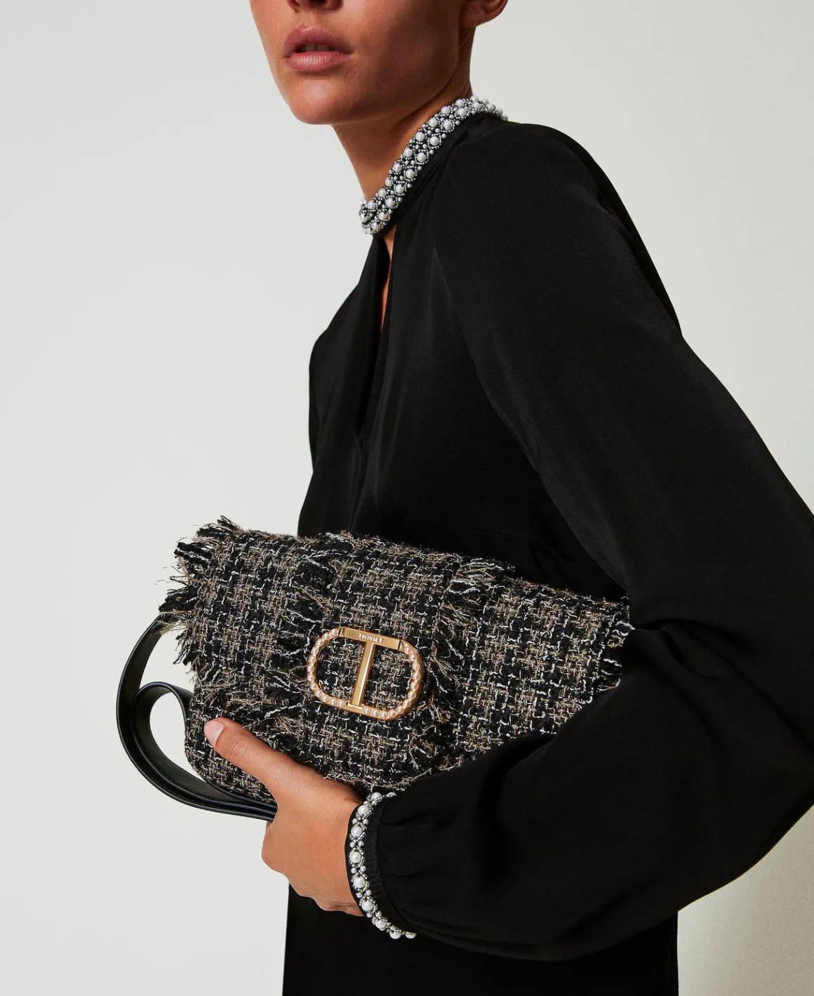 TWINSET Milano Borsa A Tracolla 'Amie' Media In Tweed | Borse A Mano | Borse A Spalla