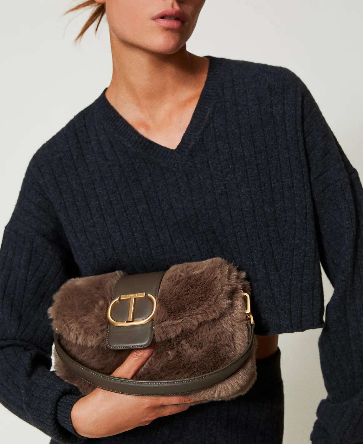 TWINSET Milano Borsa A Tracolla 'Amie' Media In Faux Fur | Borse A Mano | Borse A Spalla