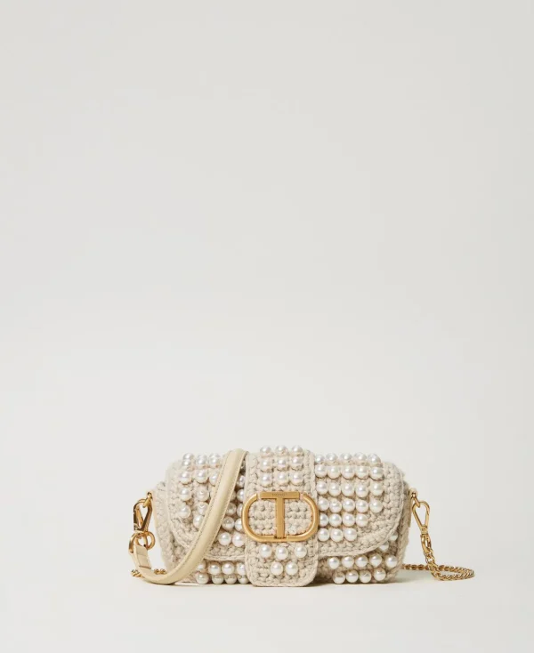 TWINSET Milano Borsa A Tracolla 'Amie' Piccola Crochet Con Perle | Borse A Mano | Borse A Spalla
