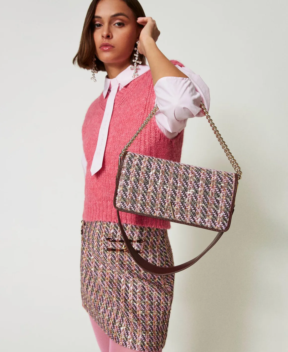 TWINSET Milano Borsa A Tracolla Con Bouclé Multicolor | Borse A Mano | Borse A Spalla